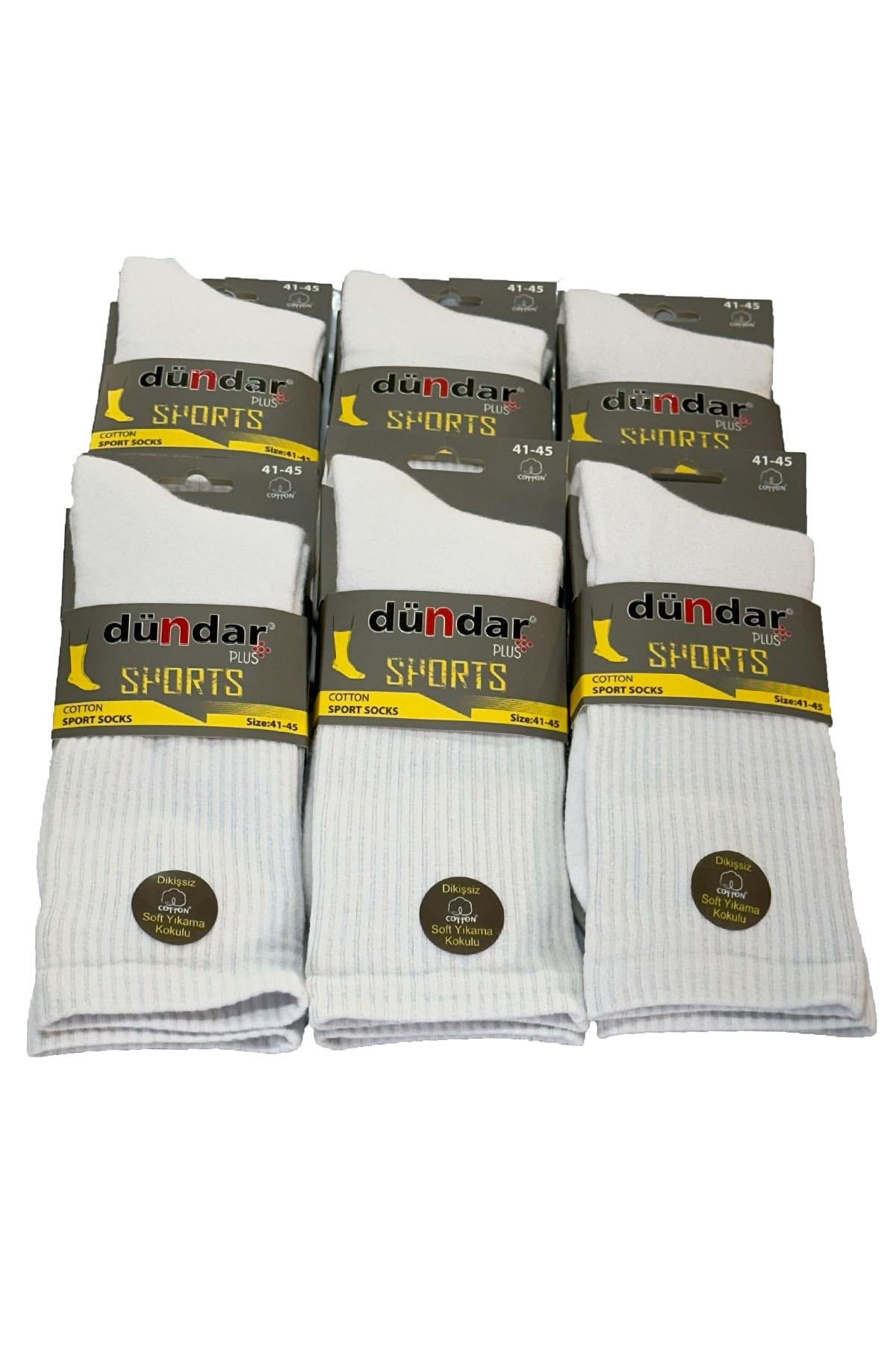 Erkek 41-45 Tenis Antreman Çorap 6'lı Paket DNDR-02 Beyaz