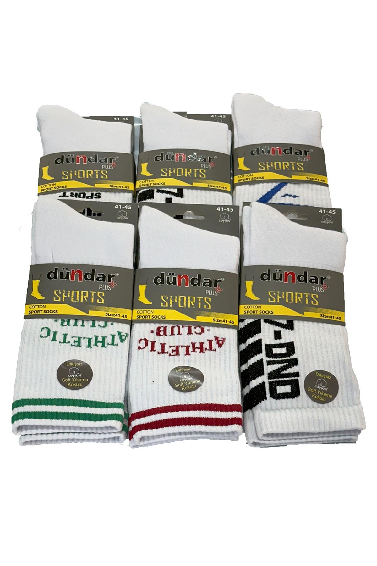 Erkek 41-45 Tenis Antreman Çorap 6'lı Paket DNDR-02 Karışık Renkli Beyaz