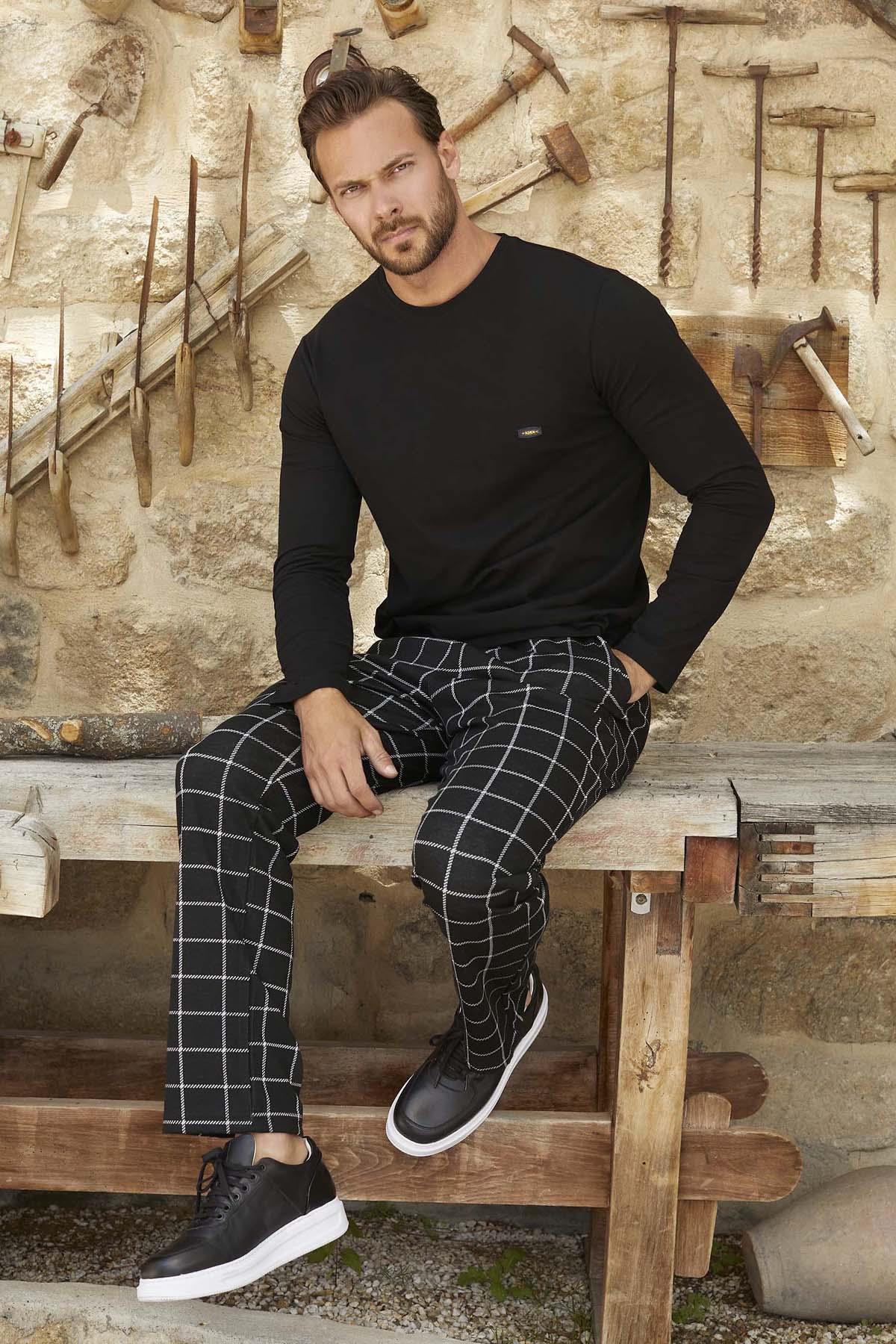 Erkek Aydoğan Jakarlı Pijama Takımı 3376 Siyah