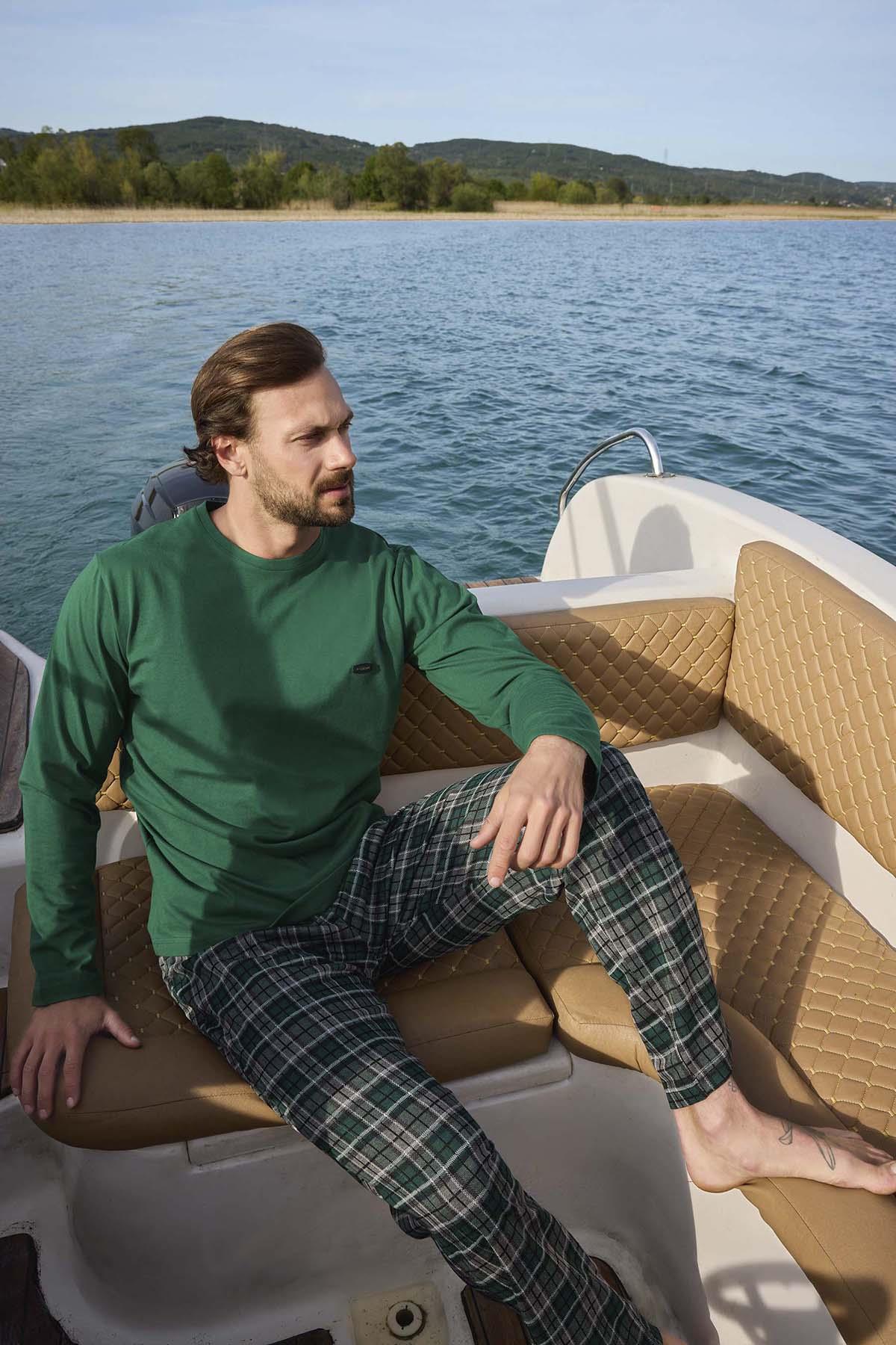 Erkek Aydoğan Jakarlı Pijama Takımı 3452 Yeşil