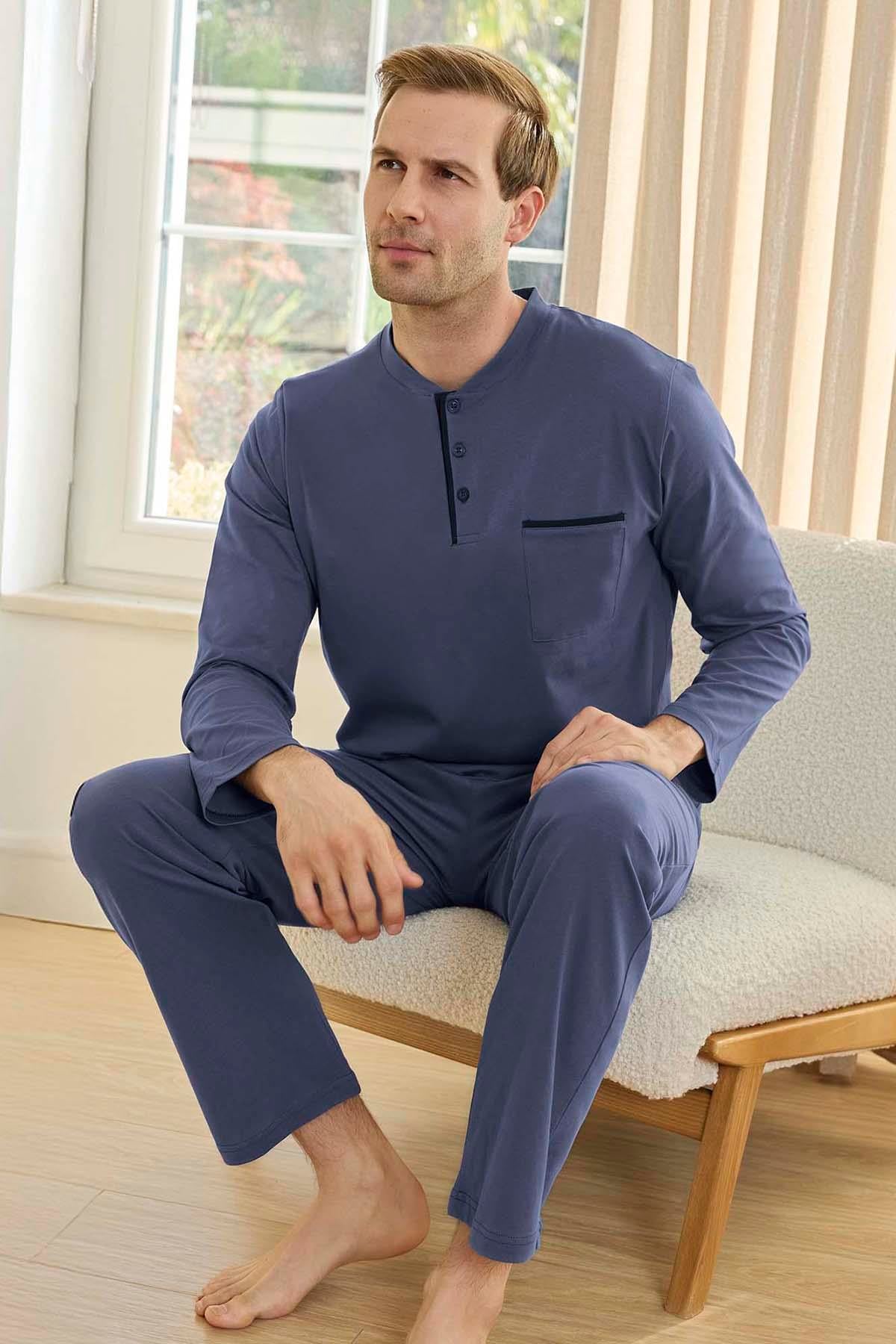 Erkek Aydoğan Suprem Uzun Kol Pijama Takımı 250726 İndigo01