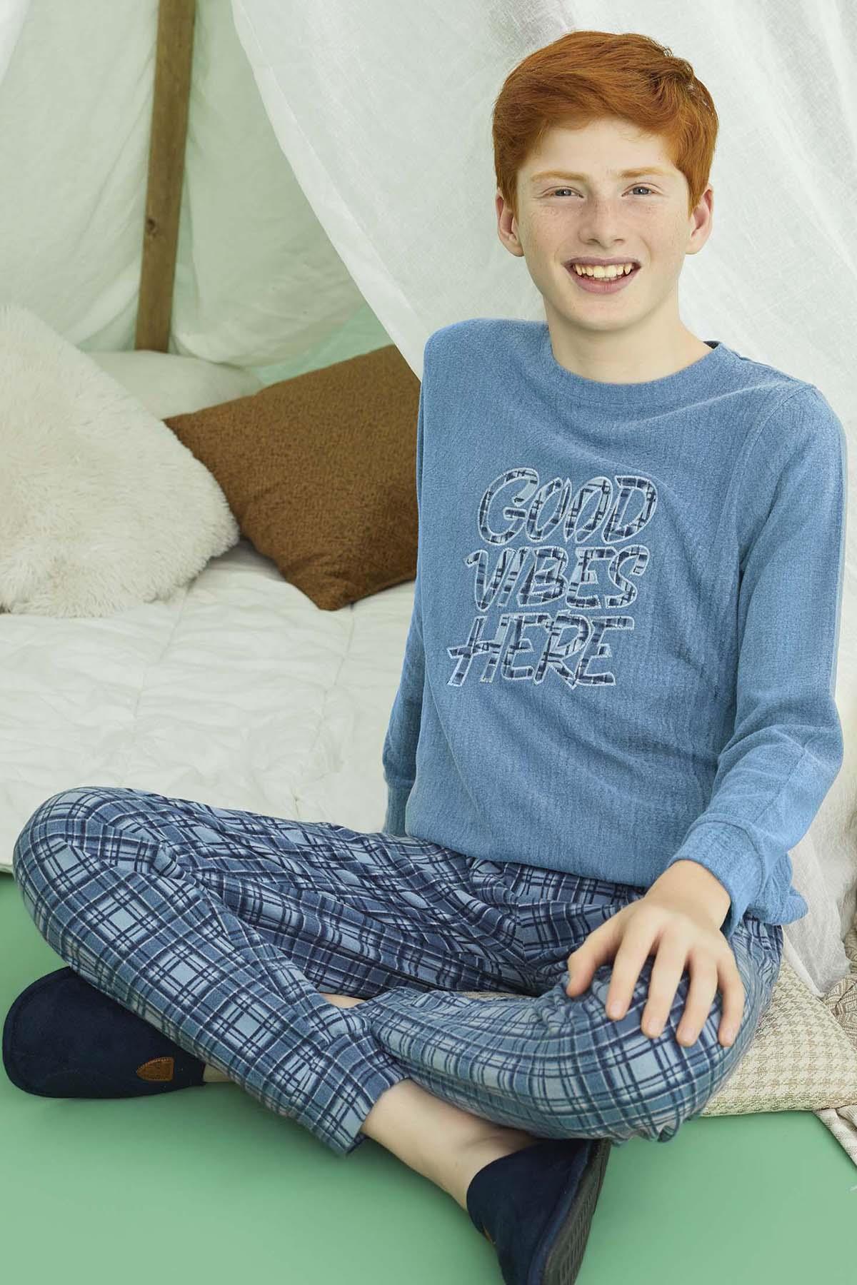 Erkek Çocuk Aydoğan Termal Pijama Takımı 240883 Mavi
