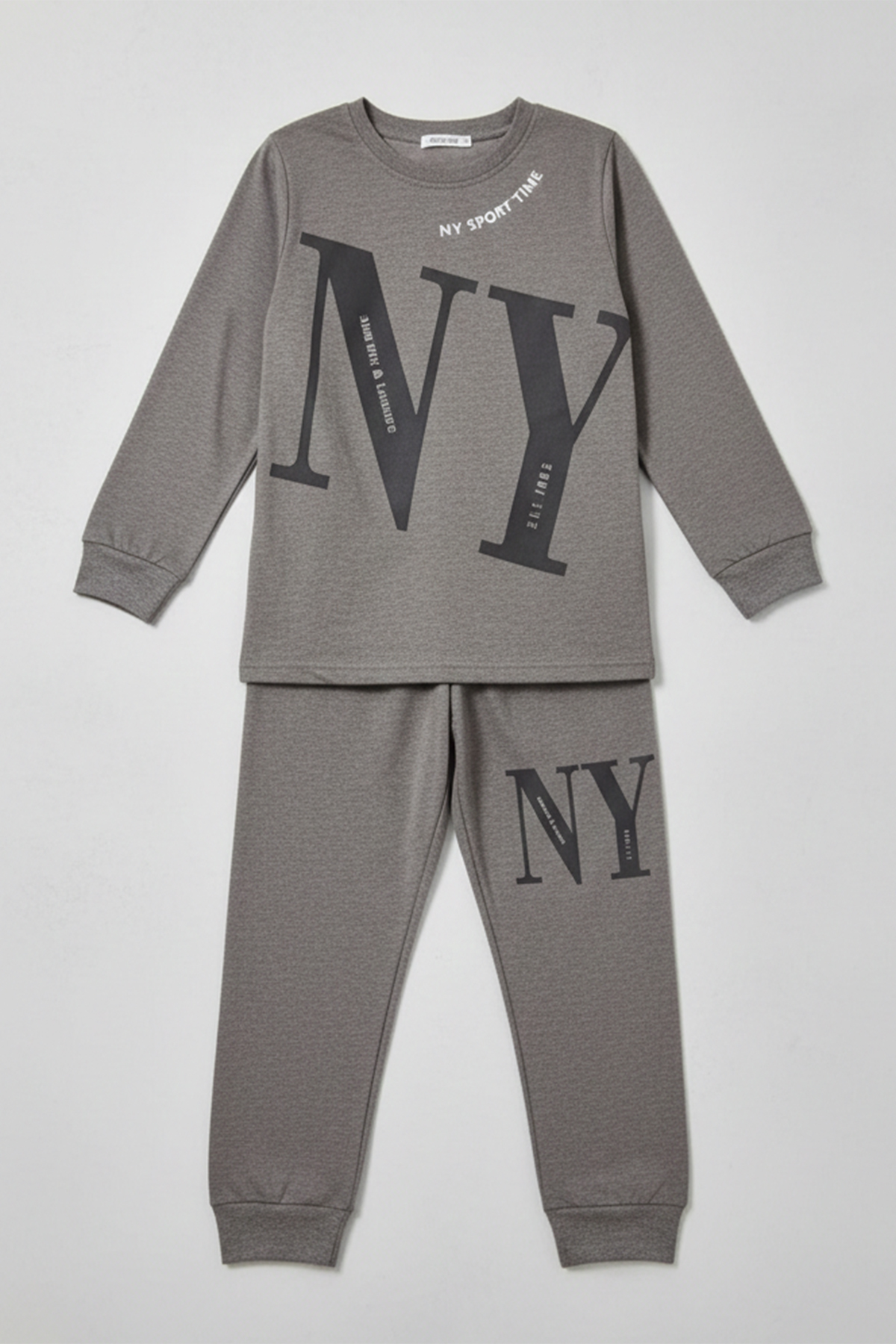 Erkek Çocuk Garson Boy Pamuk Penye Pijama Takımı 4224 Gri