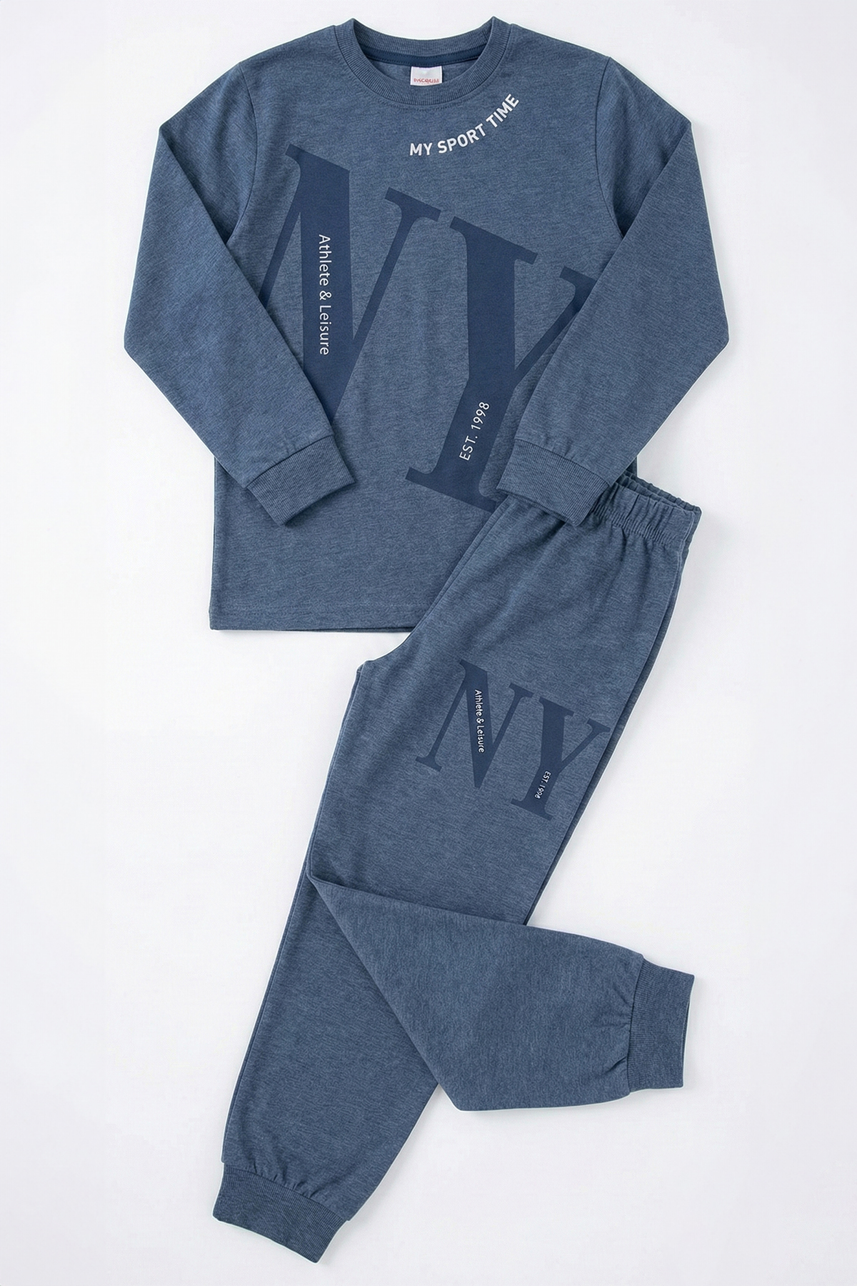 Erkek Çocuk Garson Boy Pamuk Penye Pijama Takımı 4224 İndigo