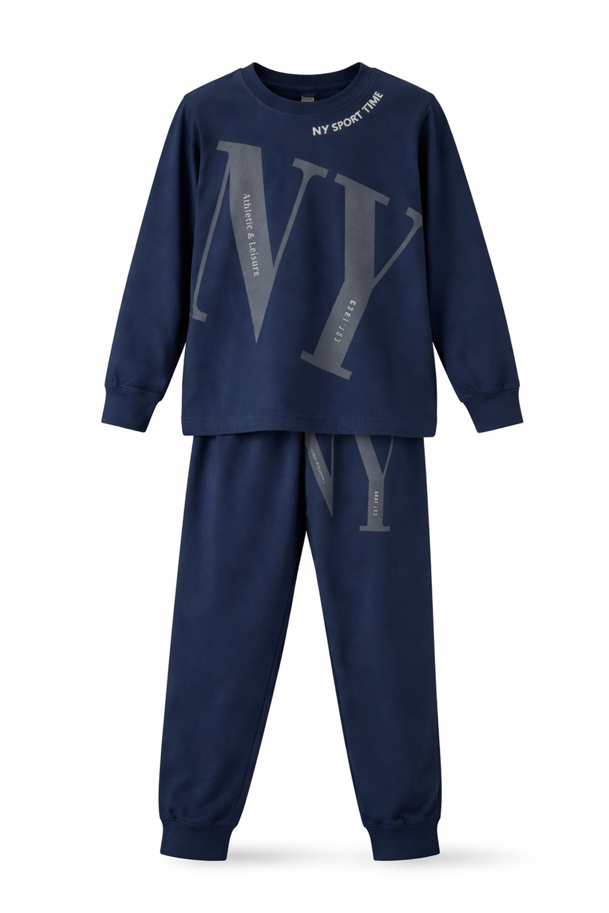 Erkek Çocuk Garson Boy Pamuk Penye Pijama Takımı 4224 Lacivert01