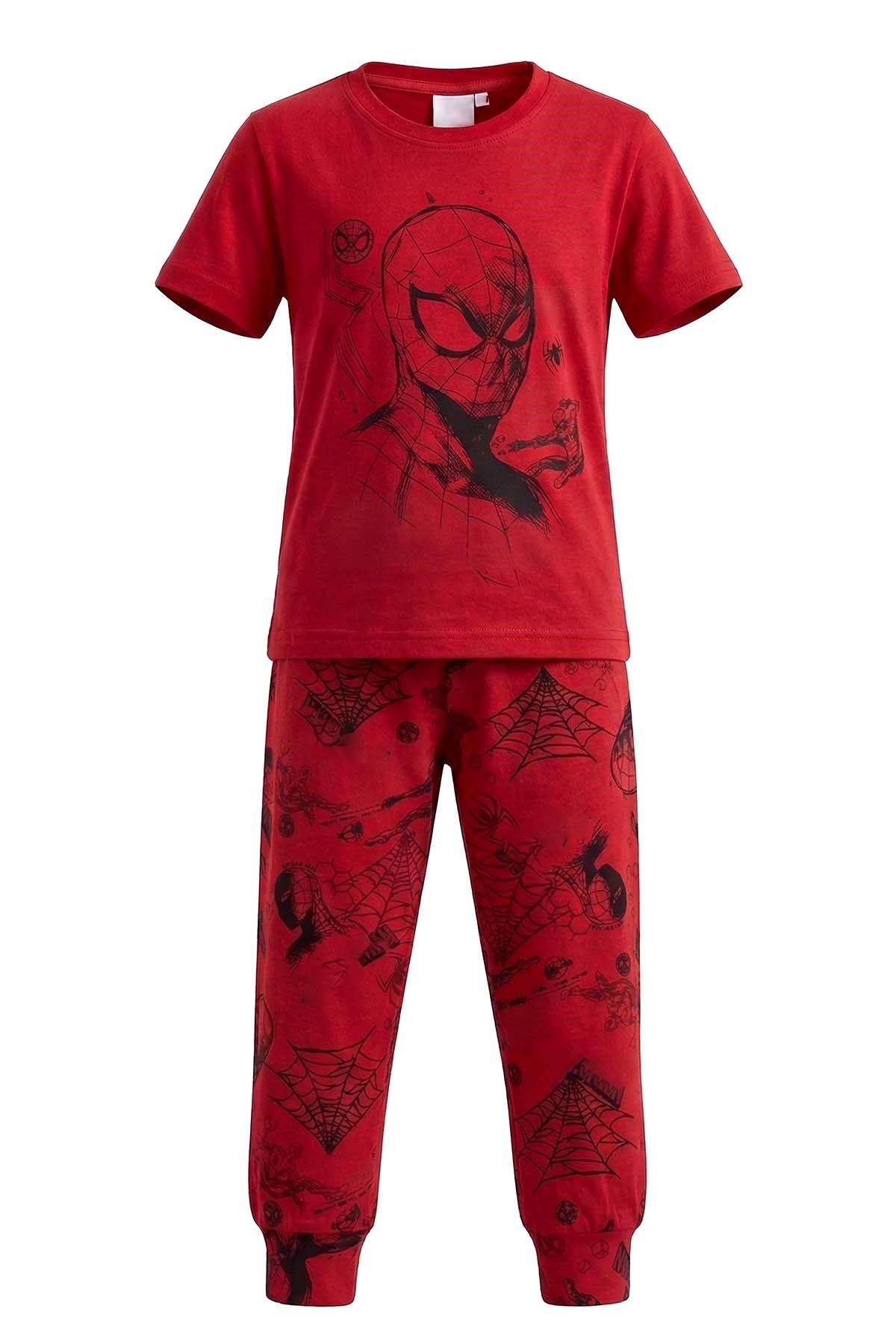 Erkek Çocuk Pamuk Penye Pijama Takımı 4298 Kırmızı