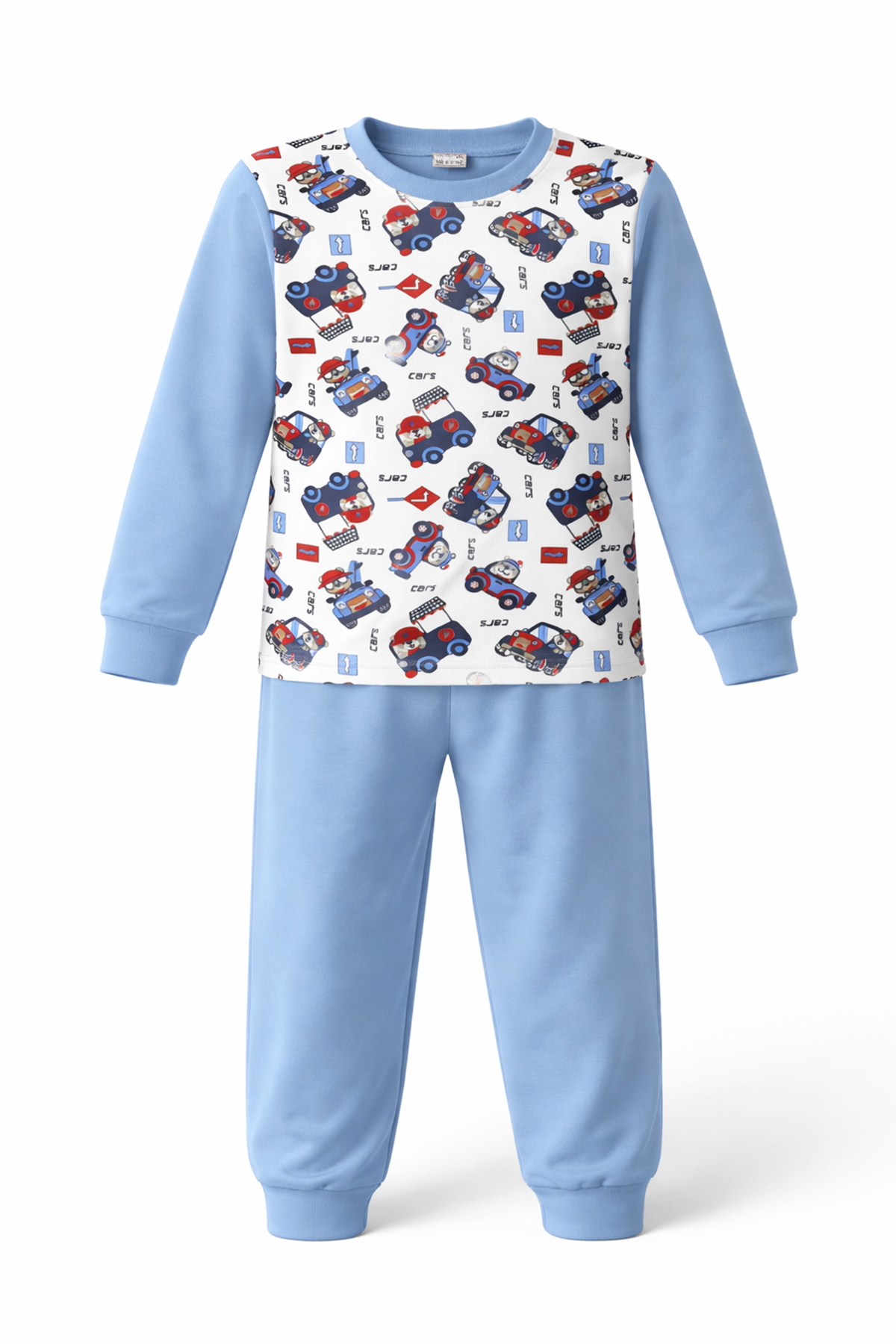 Erkek Çocuk Pamuklu Desenli Pijama Takımı 6068-20 Mavi