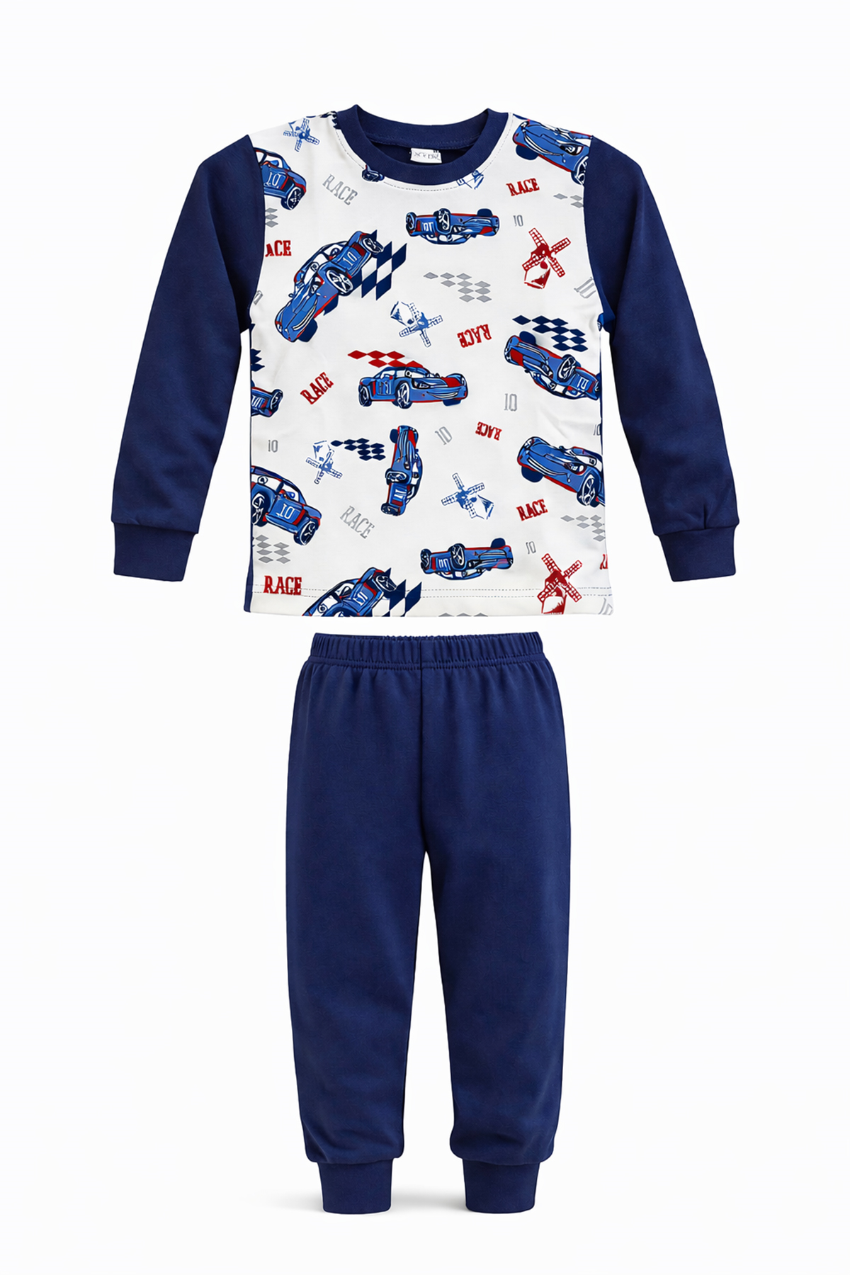 Erkek Çocuk Pamuklu Desenli Pijama Takımı 6068-15 Lacivert