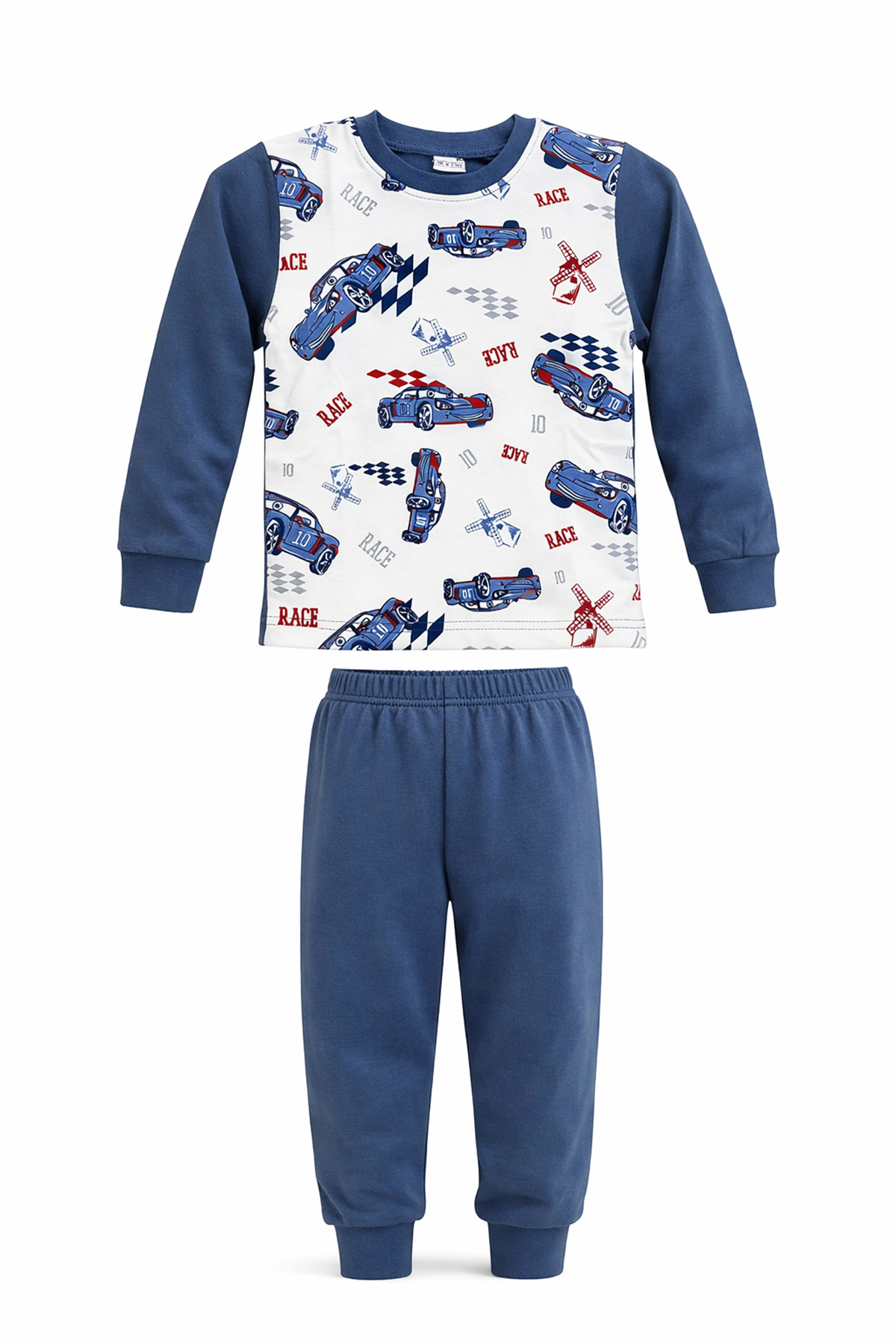 Erkek Çocuk Pamuklu Desenli Pijama Takımı 6068-16 İndigo
