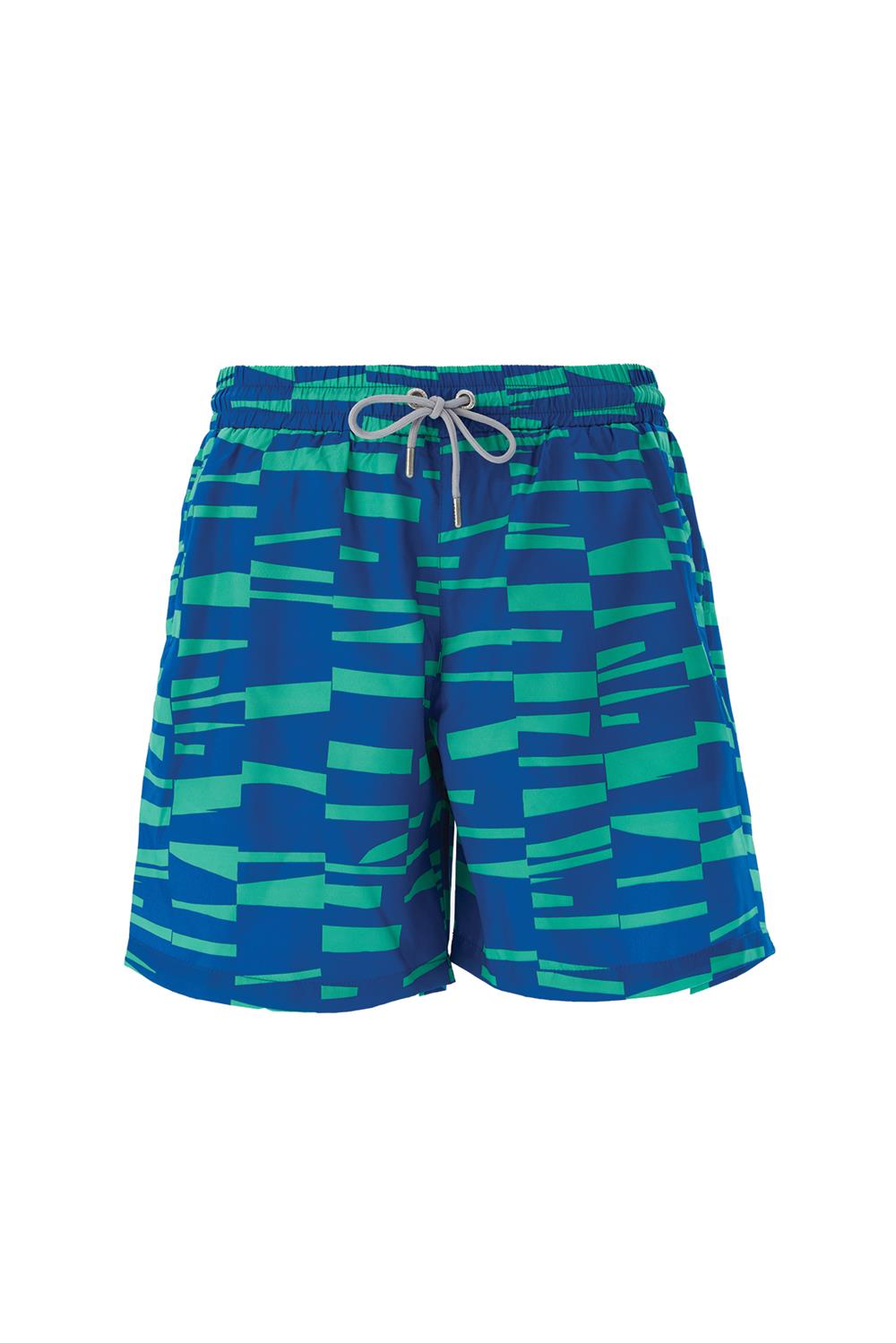 Erkek Havuz Deniz Şort Desenli Ekon S140 Koyu Lacivert