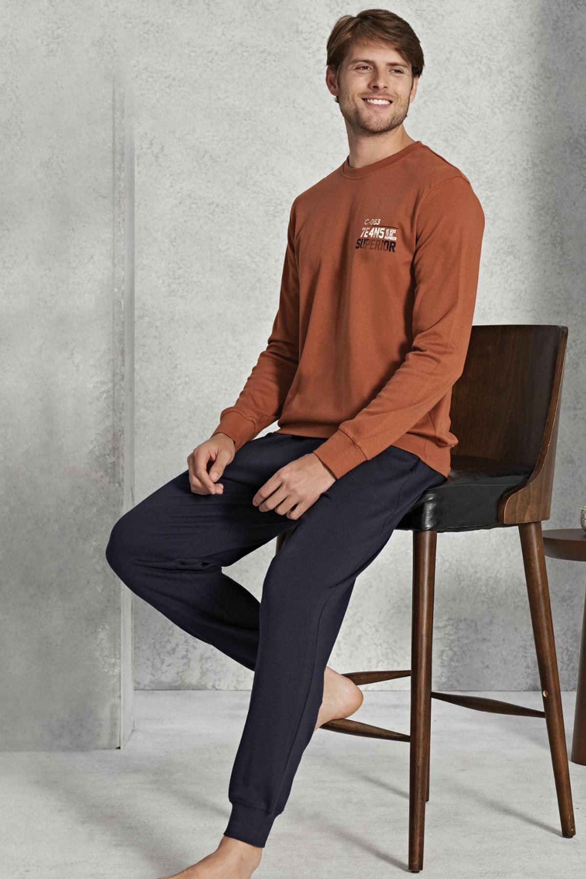 Erkek Interlok Pijama Takımı 1566 Kiremit
