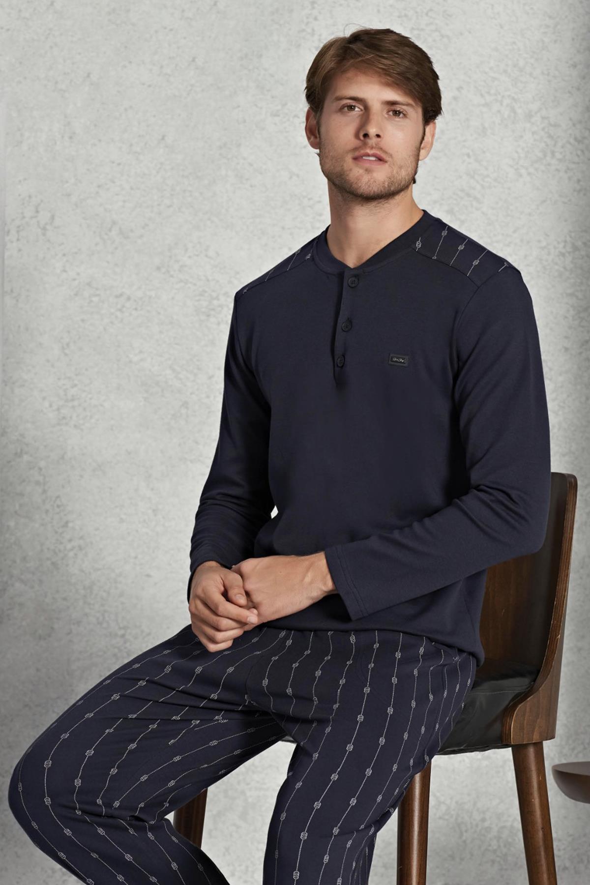 Erkek Interlok Pijama Takımı 1577 Lacivert