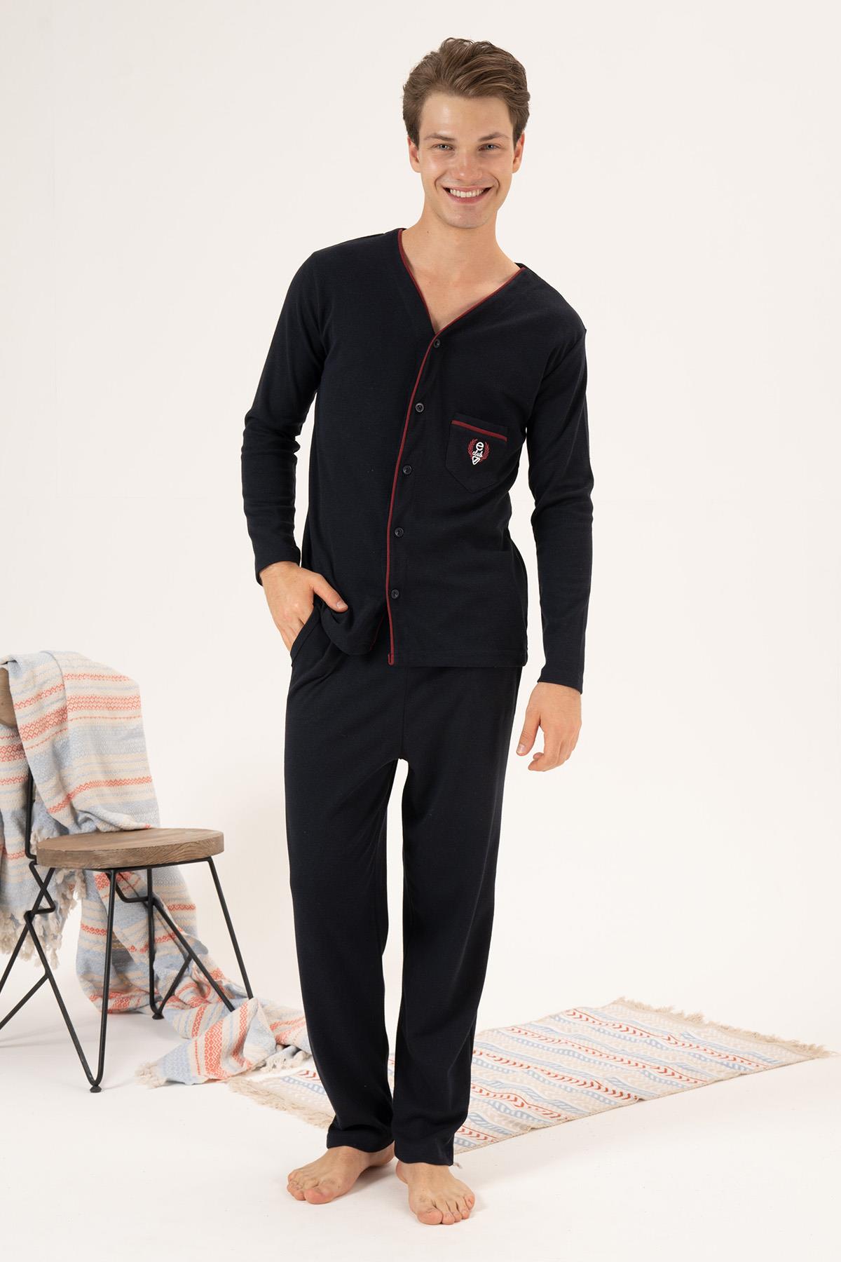 Erkek İnterlok Pijama Takımı 23410 Lacivert