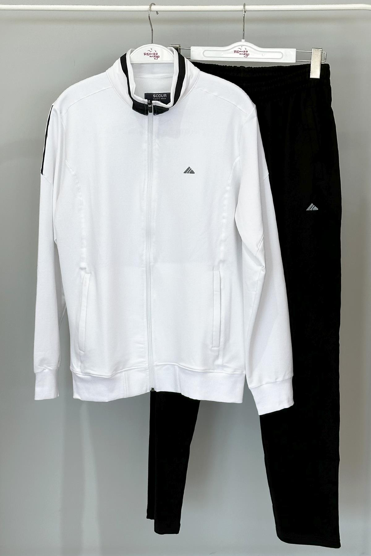 Erkek Likralı Penye Eşofman Takımı 3715 Beyaz