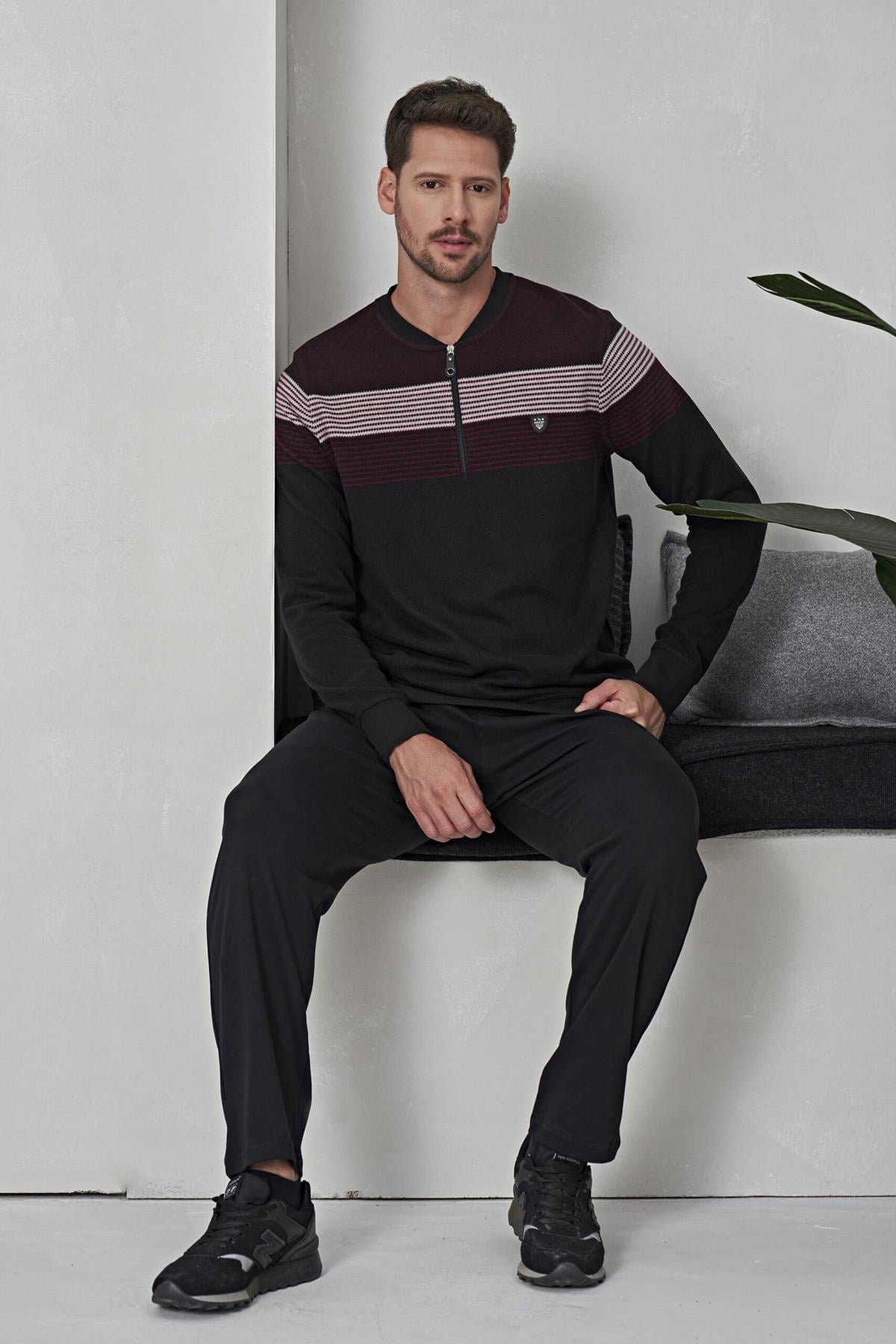 Erkek Pamuklu Örme Pijama Takımı 8203 Siyah