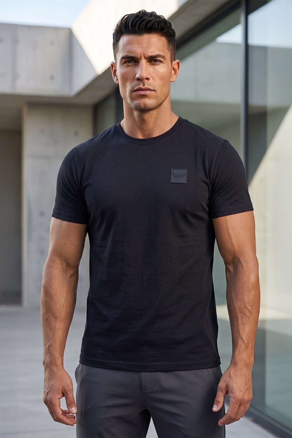 Erkek Pamuklu Tshirt 2002 Siyah