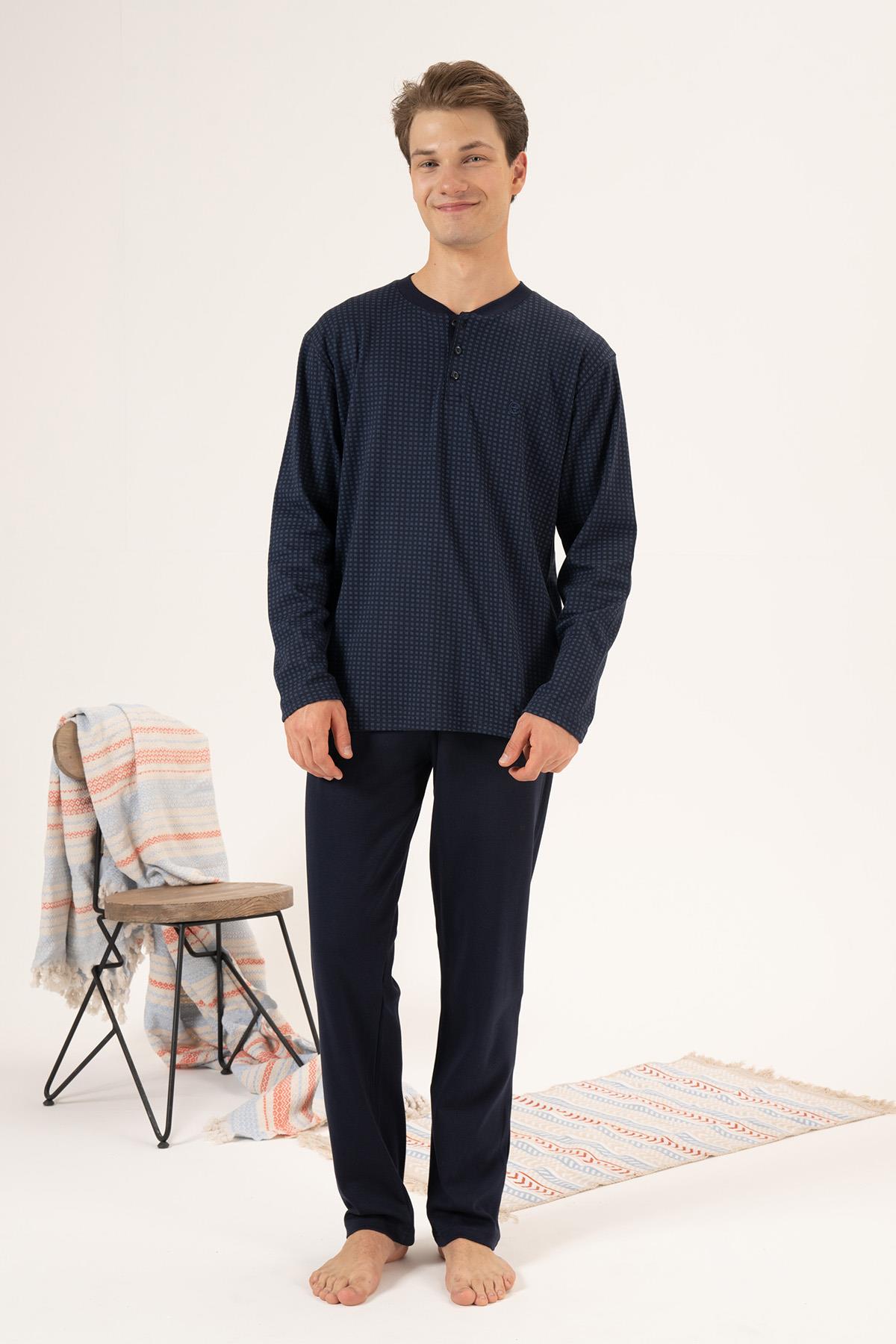 Erkek Penye İnterlok Pijama Takımı 24432 Lacivert