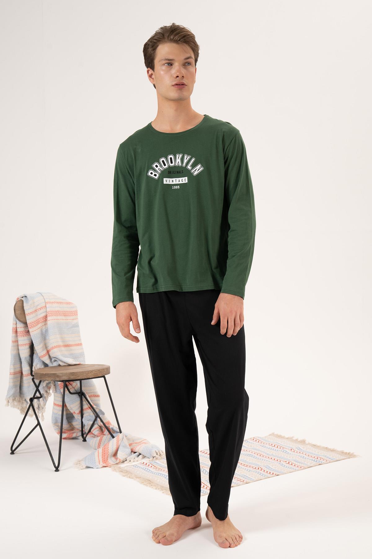 Erkek Penye Süprem Pijama Takımı 24278 Yeşil