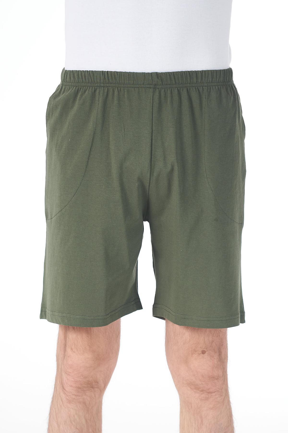 Erkek Pijama Penye Şort Tek Alt 151 Düz Haki