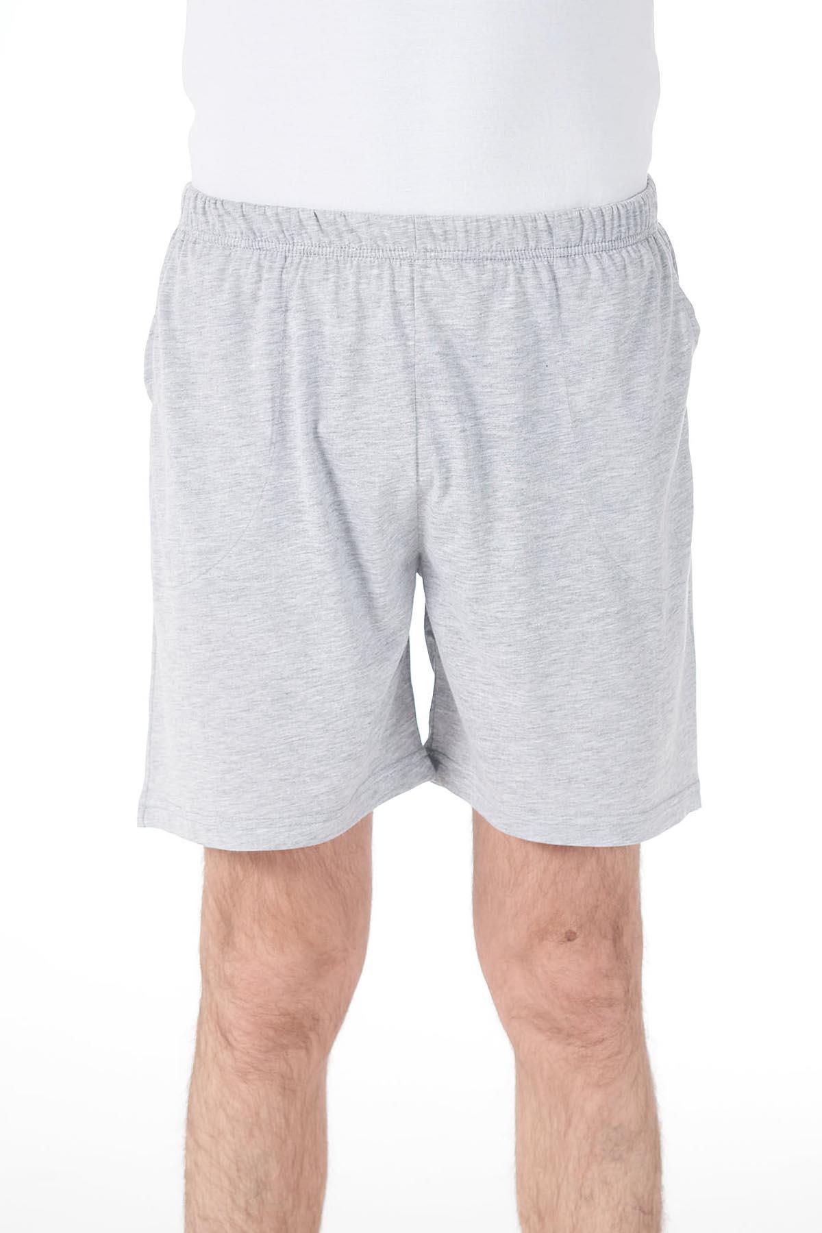 Erkek Pijama Penye Şort Tek Alt 151 Düz Gri