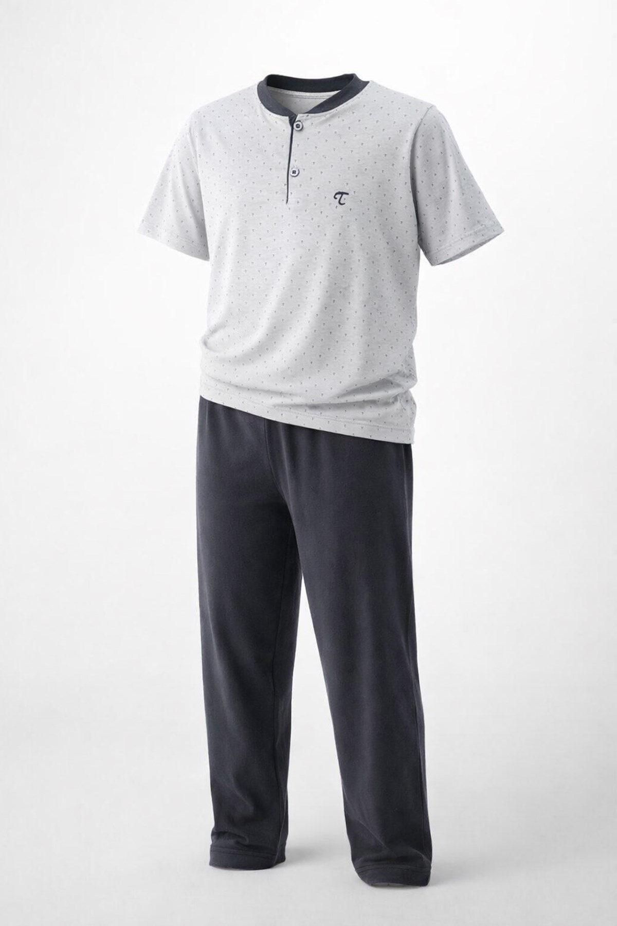 Genç Erkek Çocuk Pamuk Penye Pijama Takımı 4240 Gri01