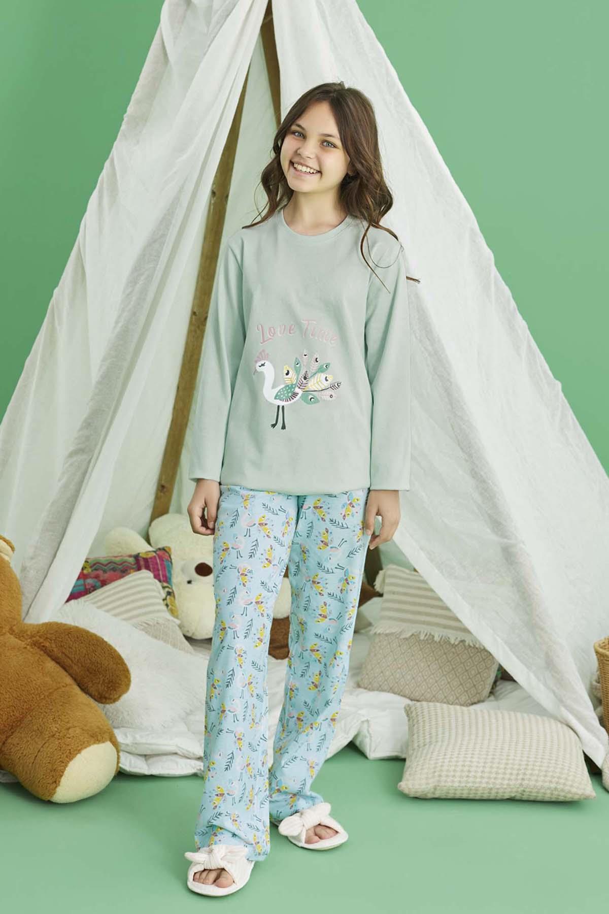 Genç Kız Aydoğan Pamuklu Pijama Takımı 240769 Mint