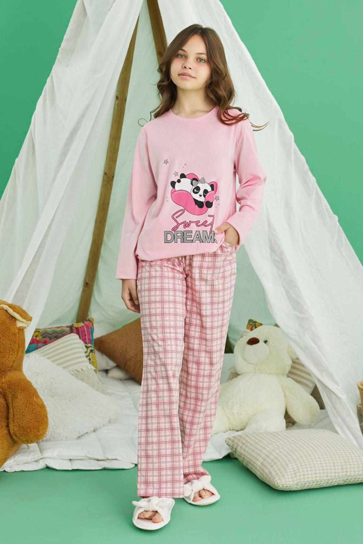Genç Kız Aydoğan Pamuklu Pijama Takımı 240770 Pudra