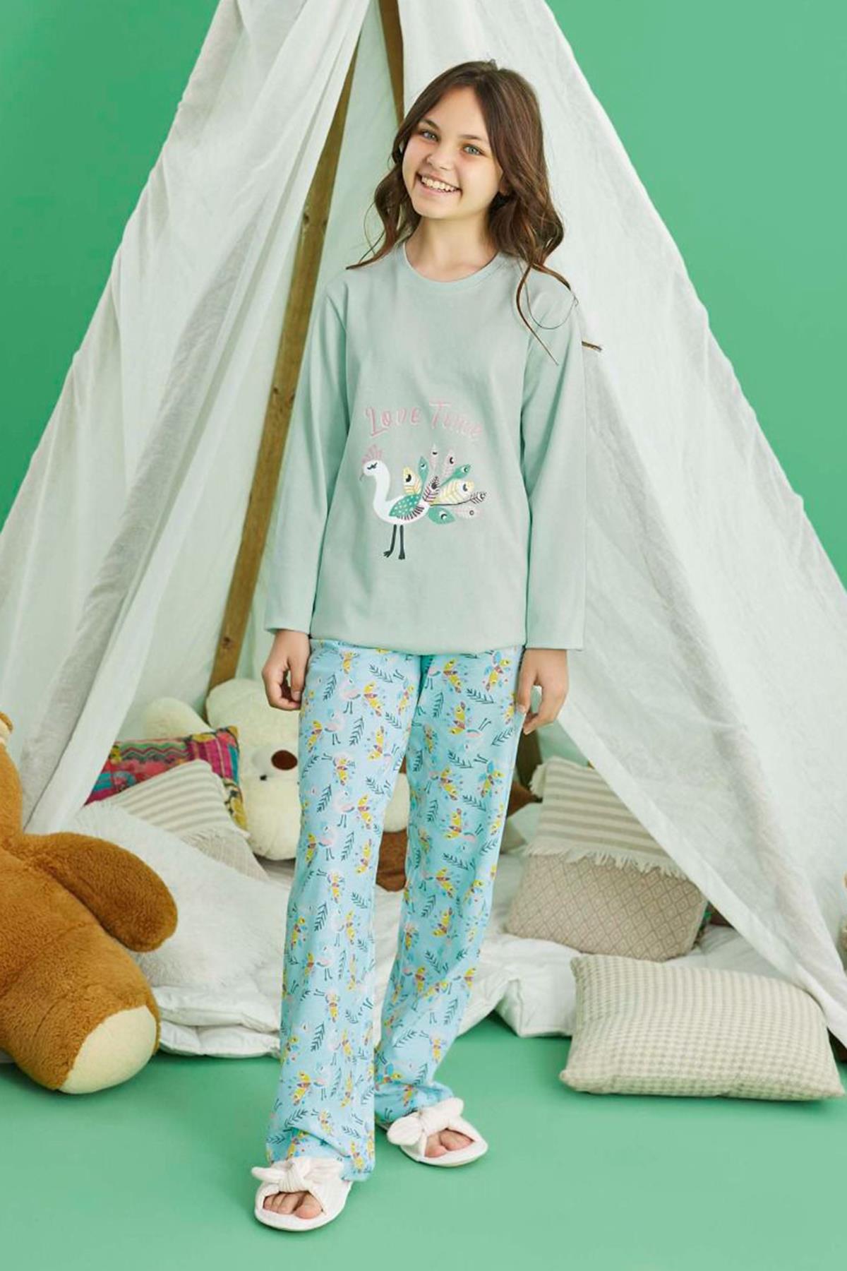 Genç Kız Aydoğan Pamuklu Pijama Takımı 240769 Mint