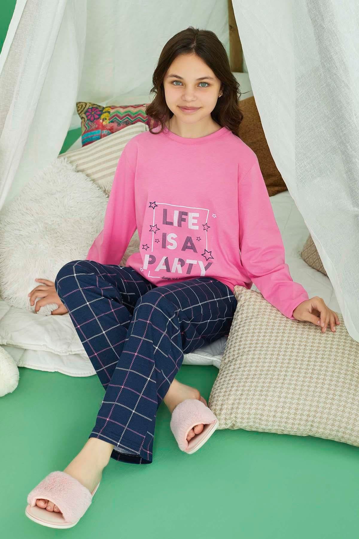 Genç Kız Aydoğan Pamuklu Pijama Takımı 240772 Pembe