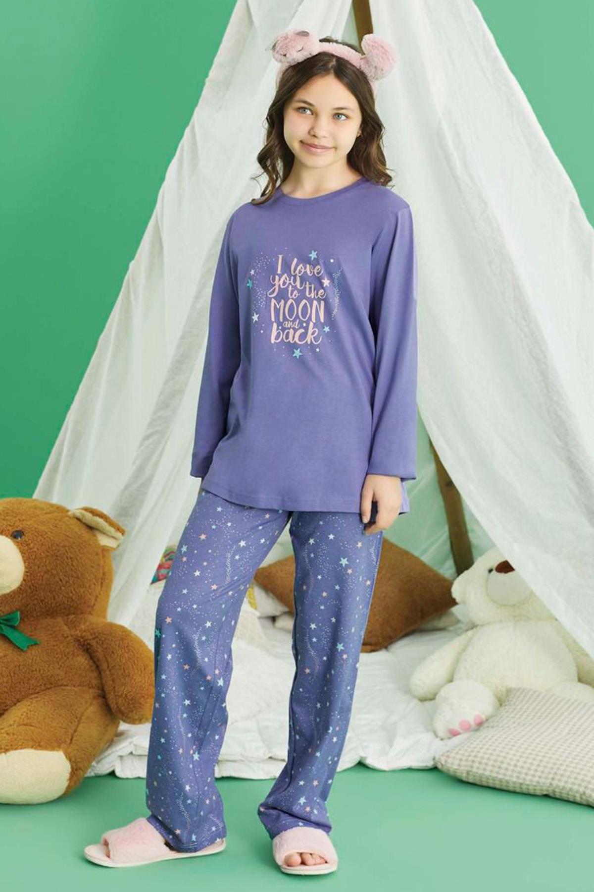 Genç Kız Aydoğan Pamuklu Pijama Takımı 240771 Mor