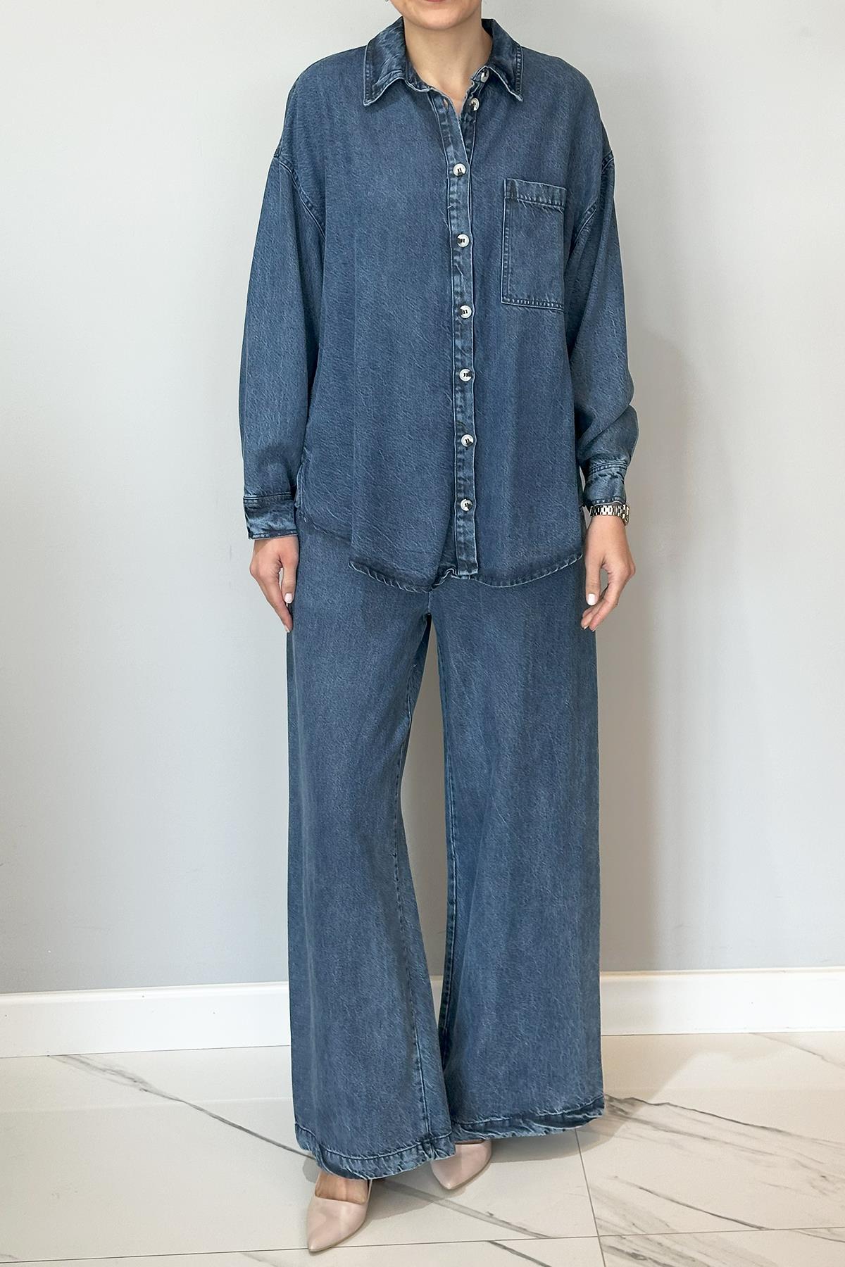 Gömlek Pantolon Kot Takım 32025 Denim