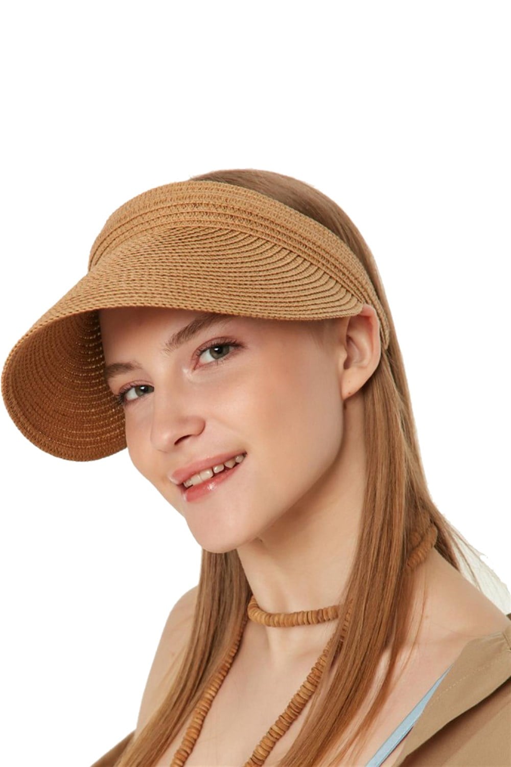 Hasır Vizör Şapka 02 Camel