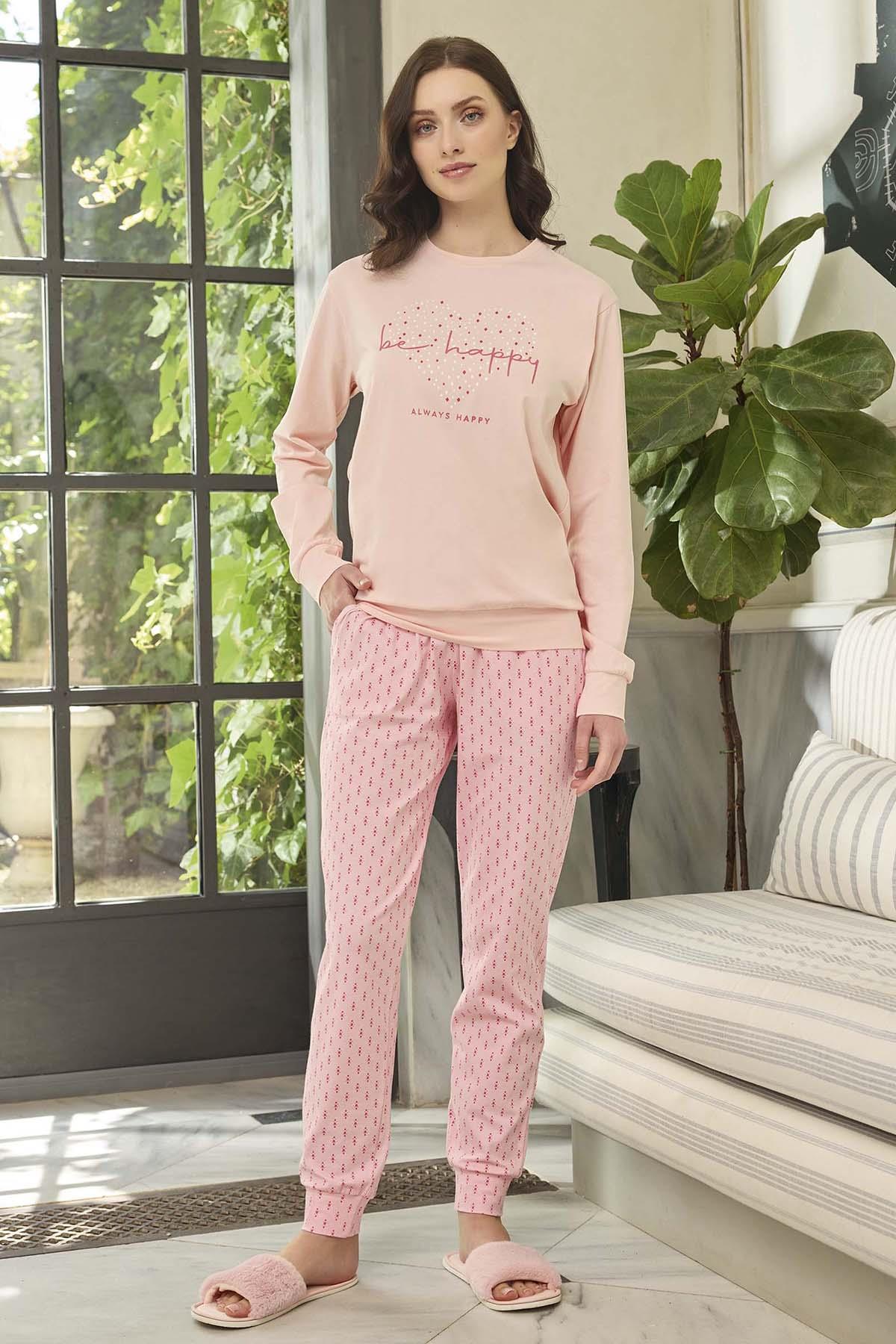 Kadın Aydoğan Pamuk Pijama Takımı 240600 Pudra