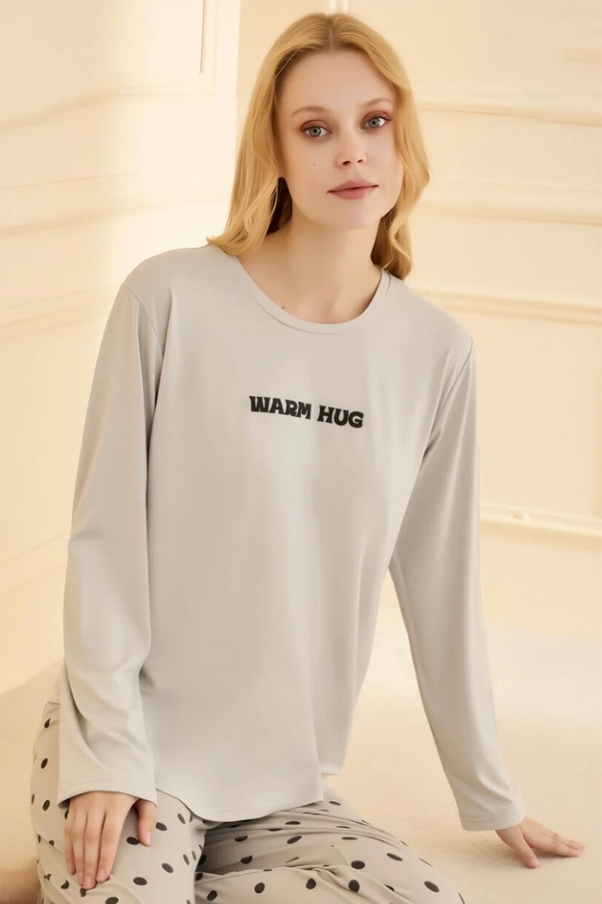 Kadın Milan Kumaş Pijama Takımı 50902-2383 Gri