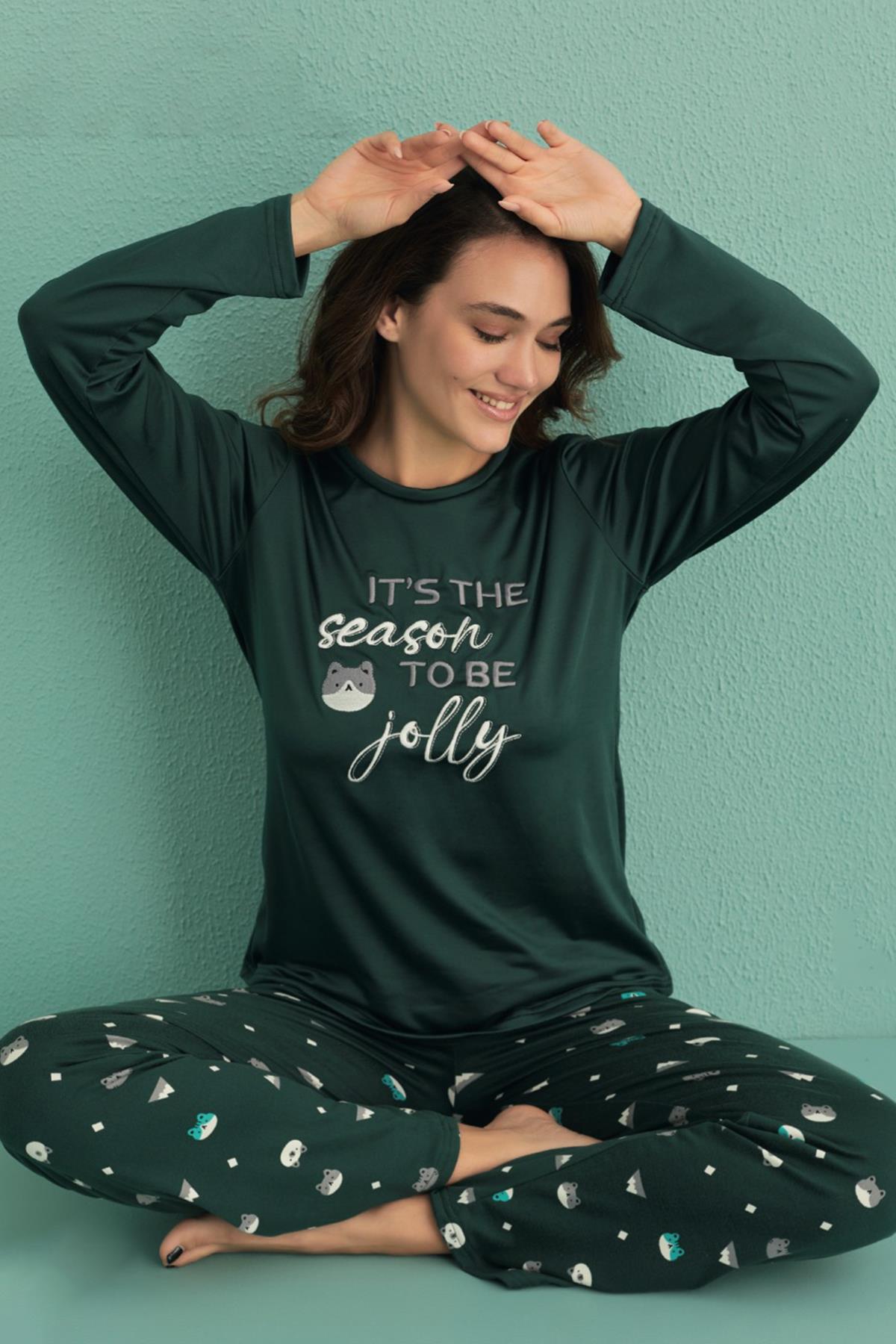 Kadın Pijama Takımı Sandy Kumaş 19102-339 Yeşil