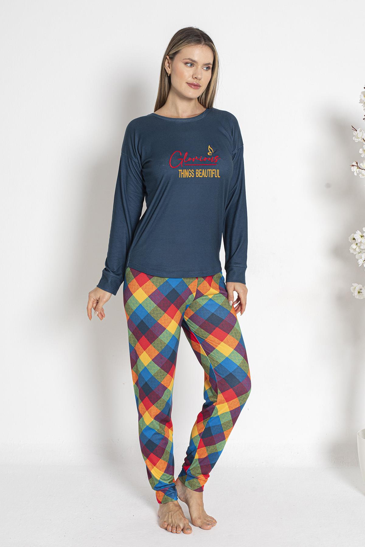 Kadın Termal Pijama Takımı 24483 Lacivert