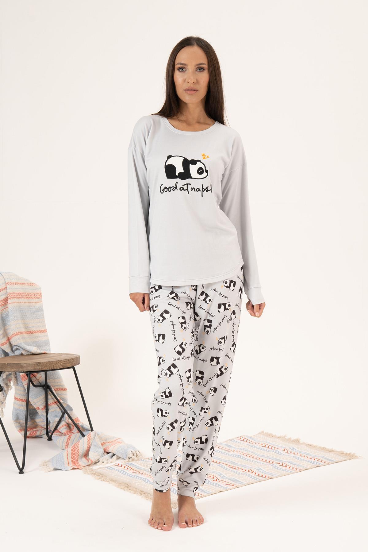 Kadın Termal Pijama Takımı 24486 Gri