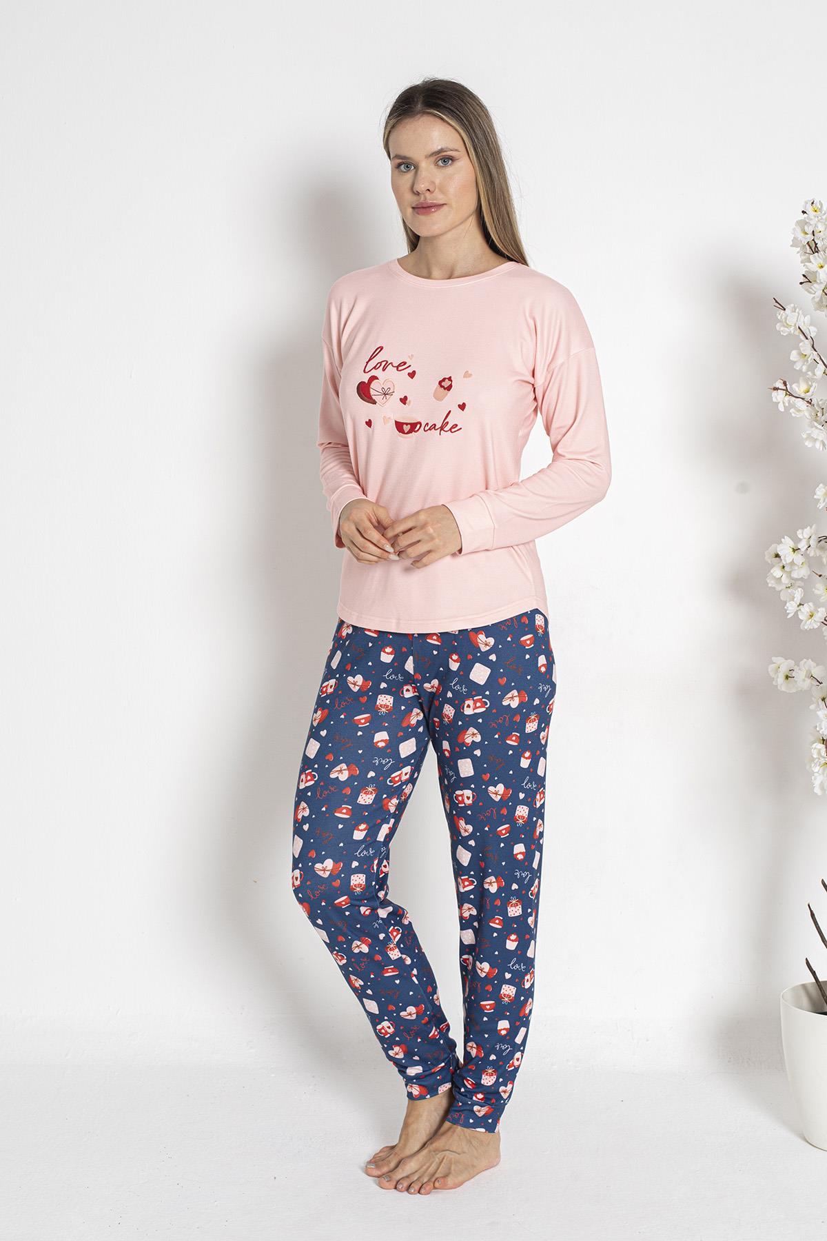 Kadın Termal Pijama Takımı 24487 Somon