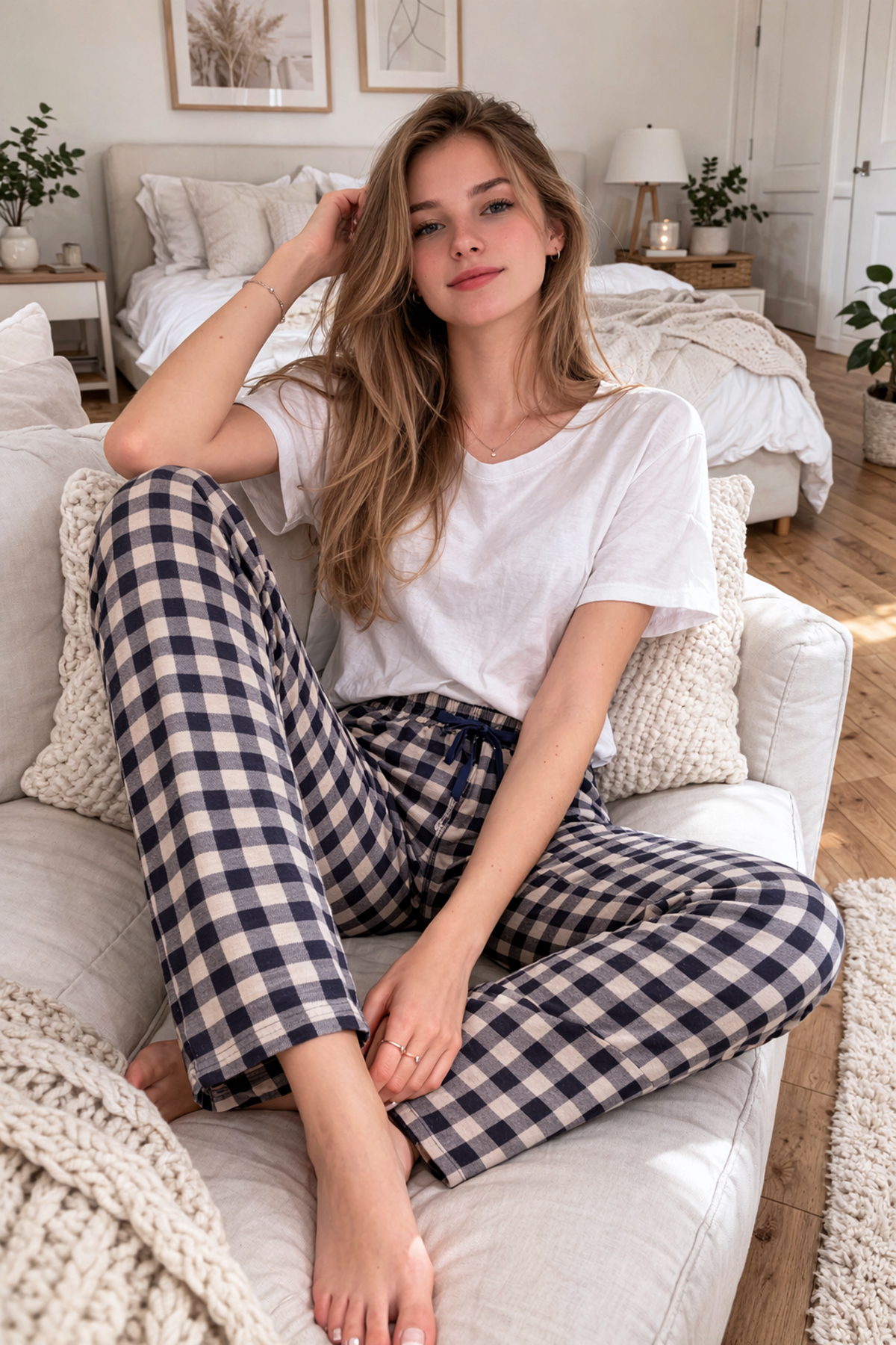 Kadın Viskon Kumaş Penye Tek Pijama Alt 19 Vizon
