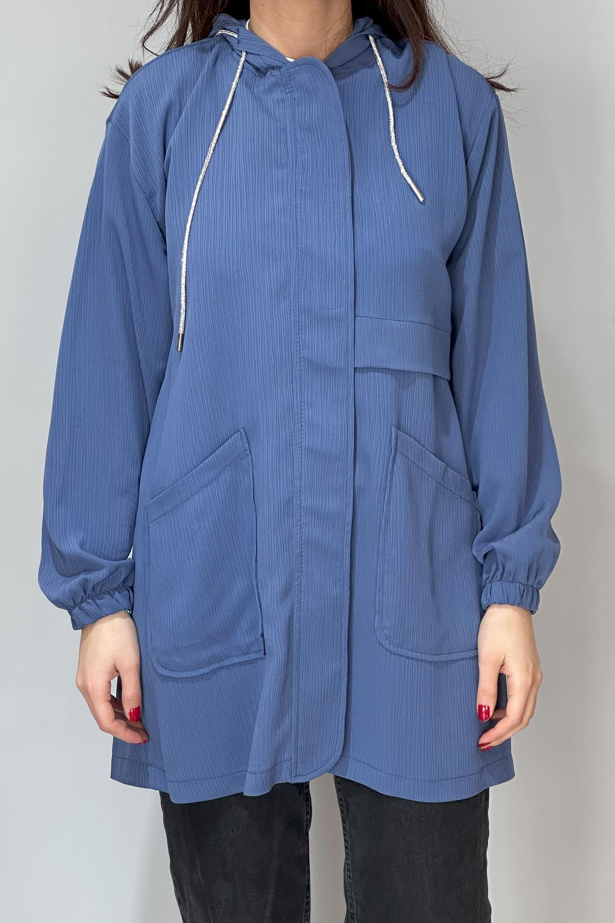 Kapüşon Detay Tunik 3191 İndigo