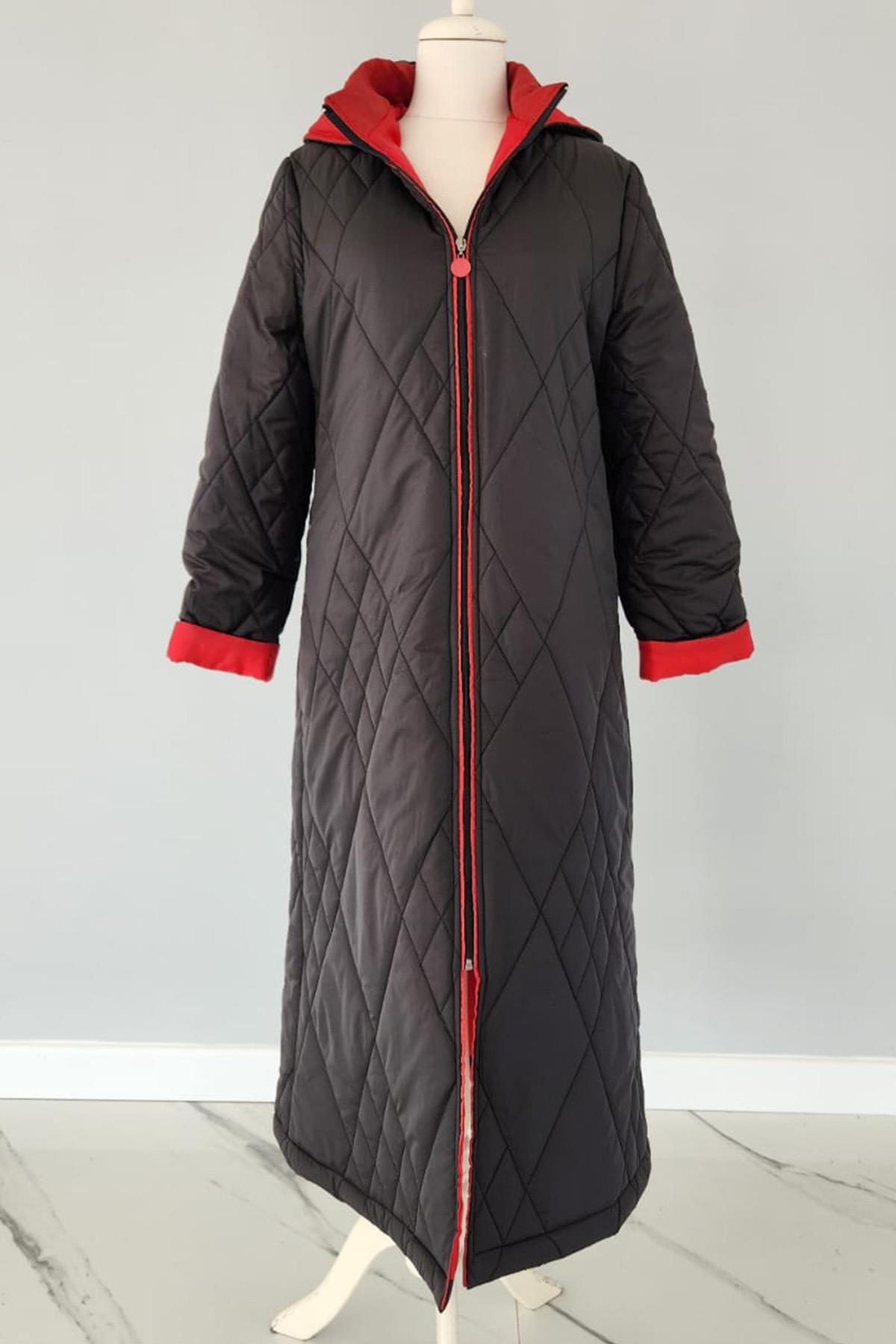 Kapüşon Detaylı Mont 17760 Endiva Kaban Siyah