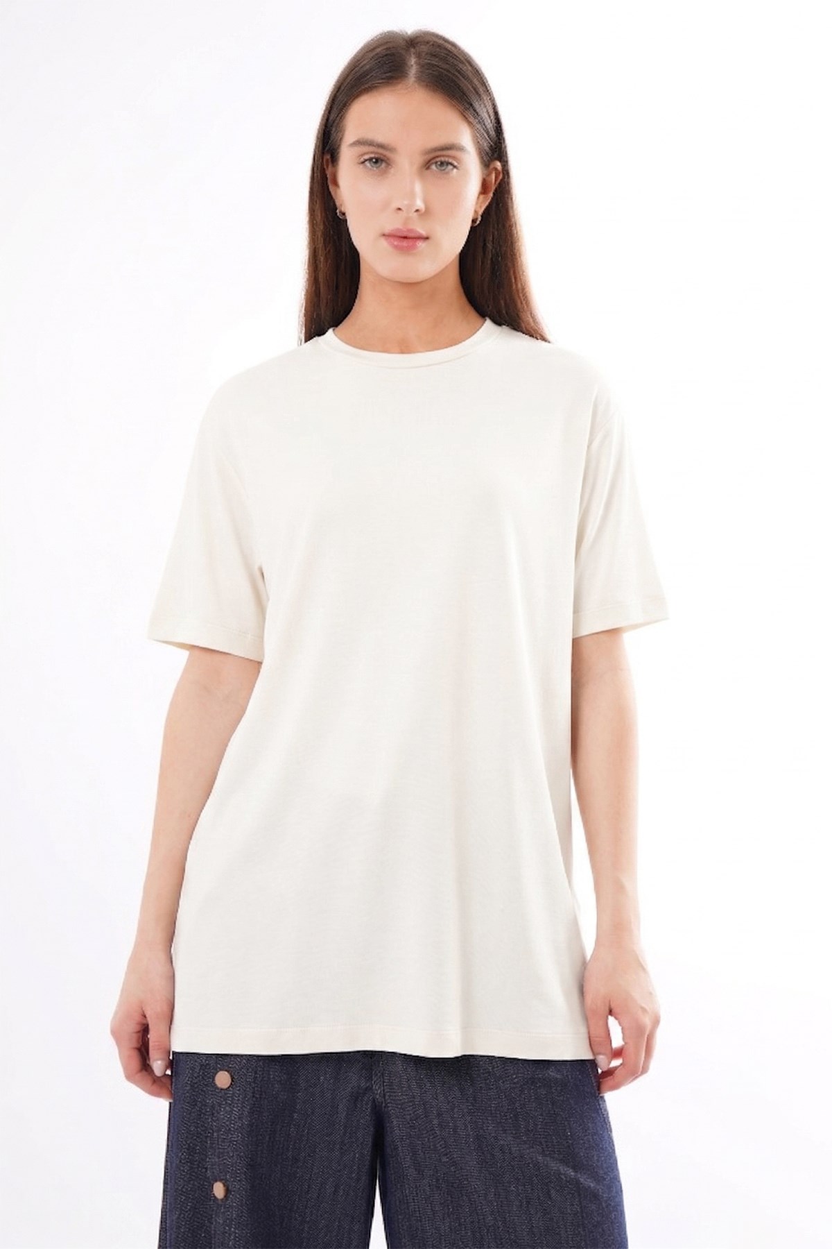Kısa Kollu Bambu Bluz 161 Ekru