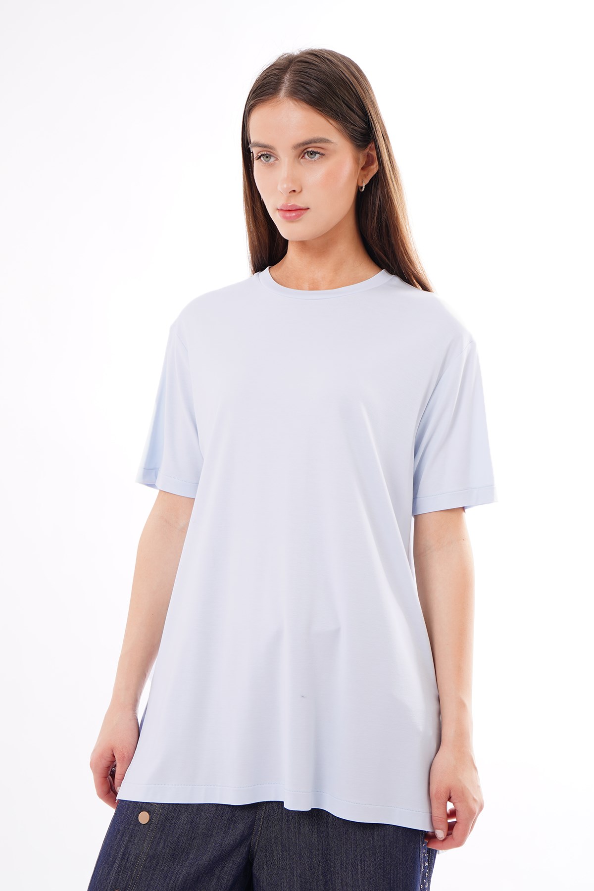 Kısa Kollu Bambu Bluz 161 Mavi