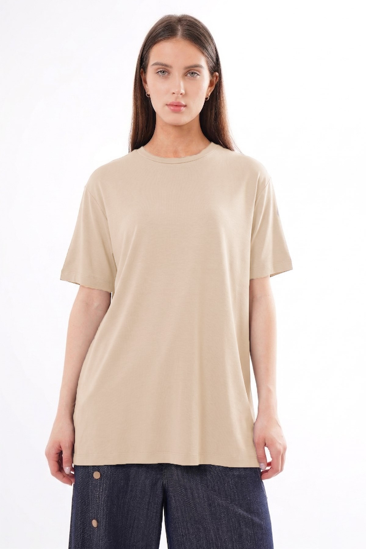 Kısa Kollu Bambu Bluz 161 Vizon