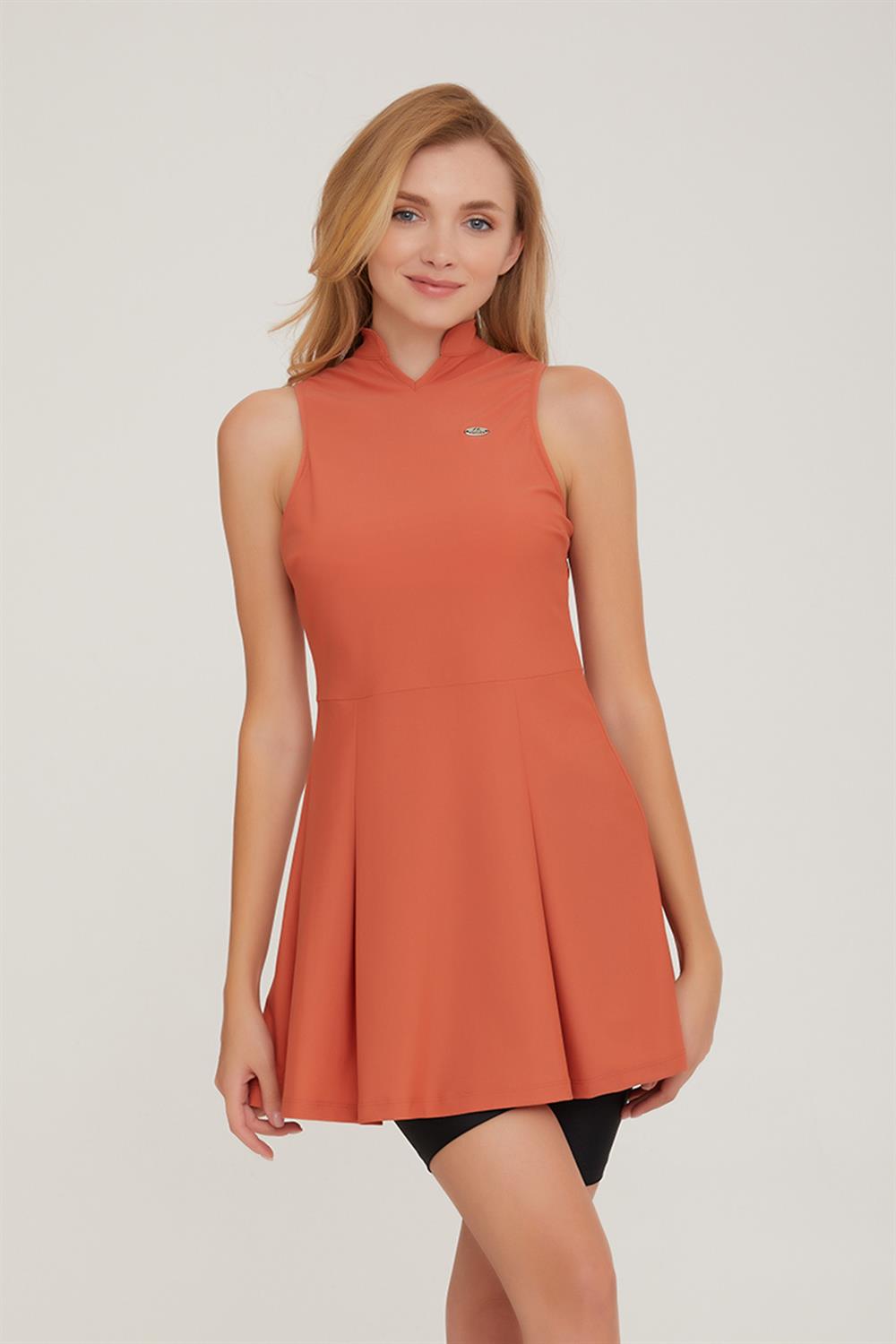 Kolsuz Şortlu Yarı Kapalı Elbise Mayo Esten 3914 Tarçın
