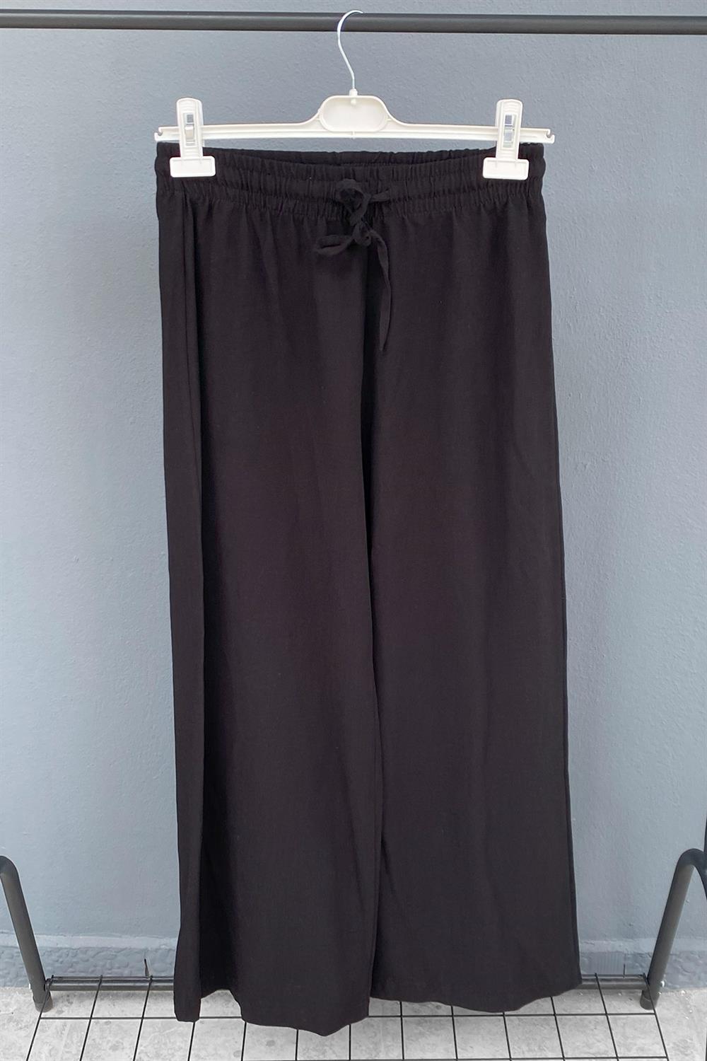 Lale Butik Keten Bol Paça Pantolon 2740 Siyah