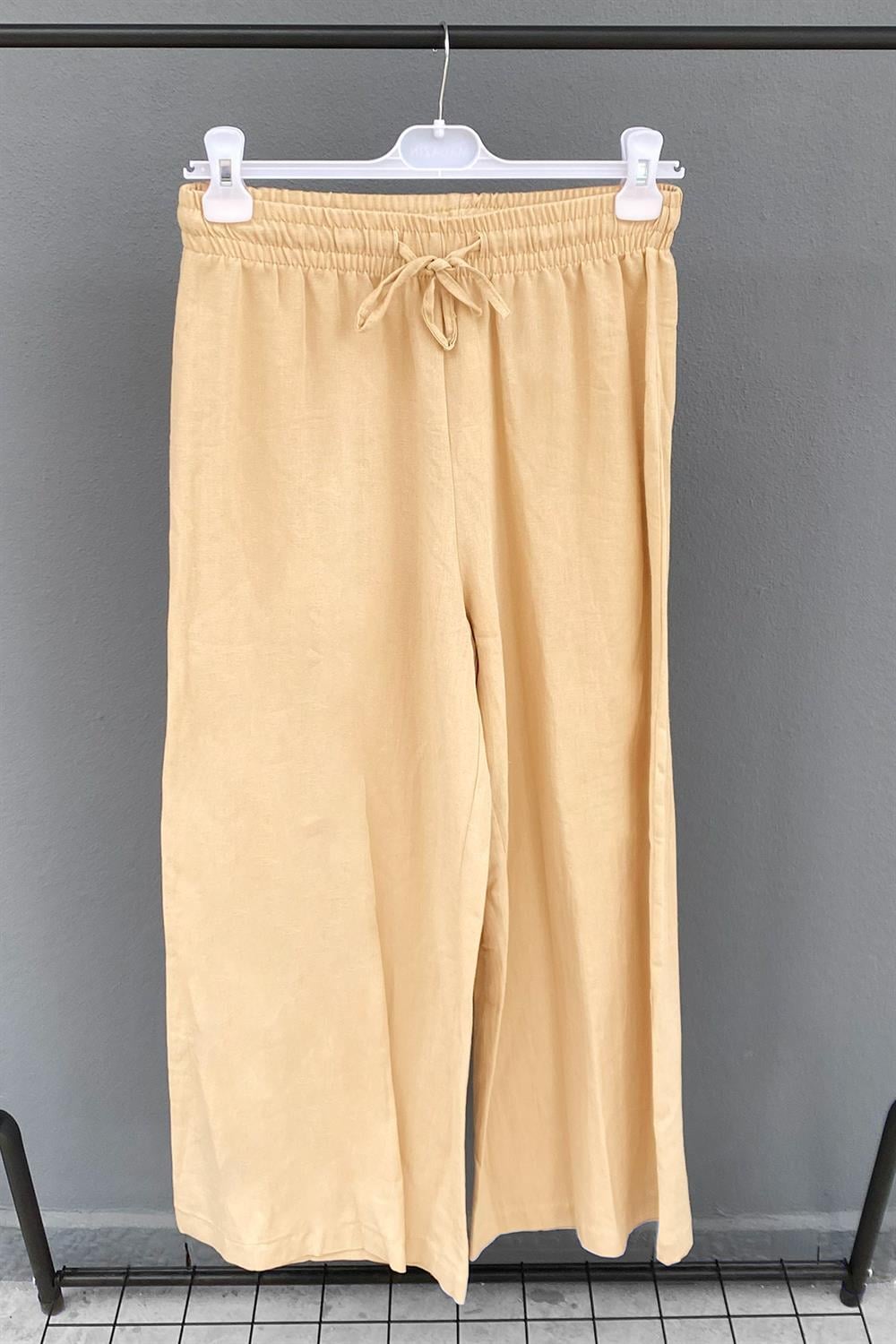 Lale Butik Keten Bol Paça Pantolon 2740 Bej