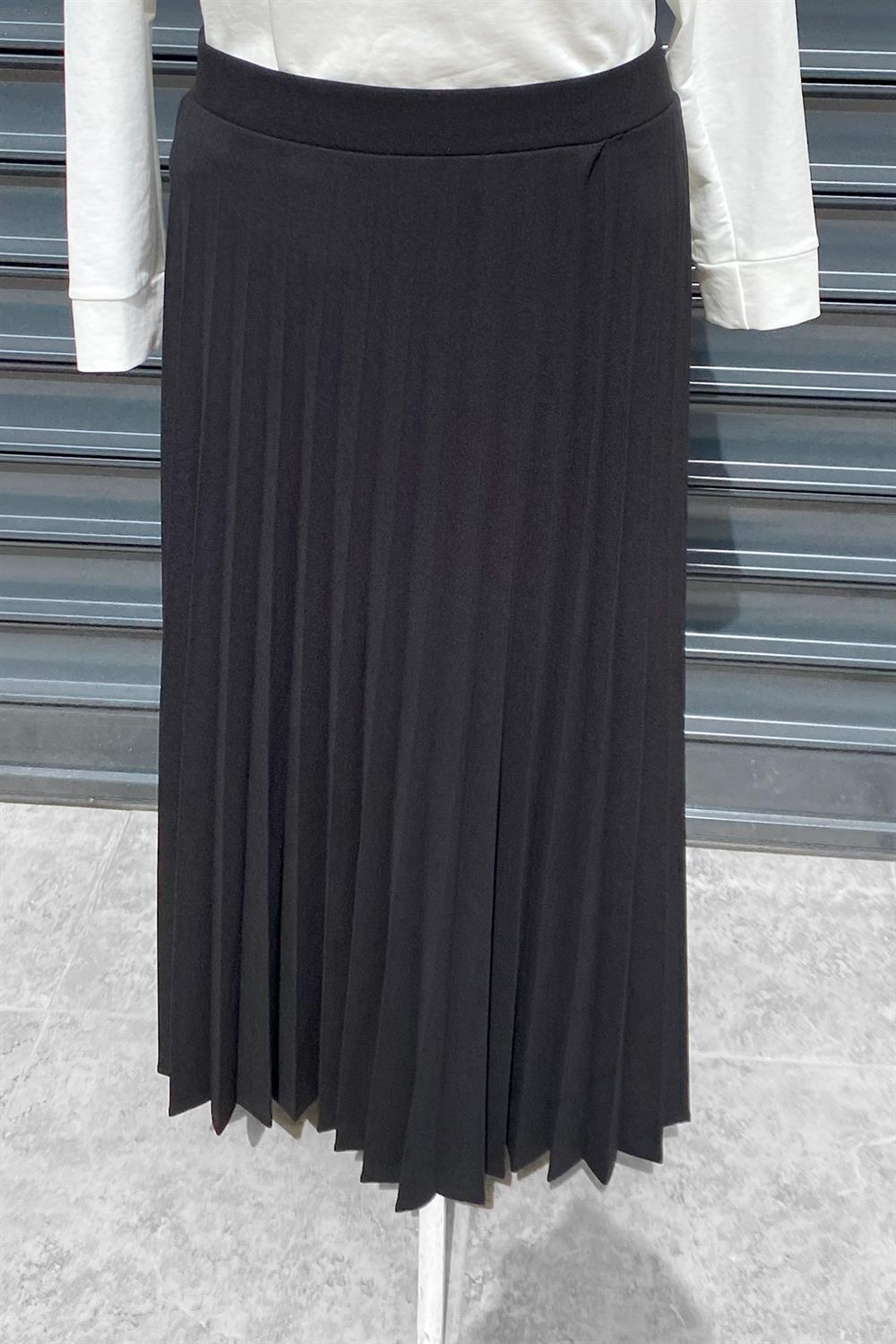 Lale Butik Krep Pileli Etek 1005 Siyah