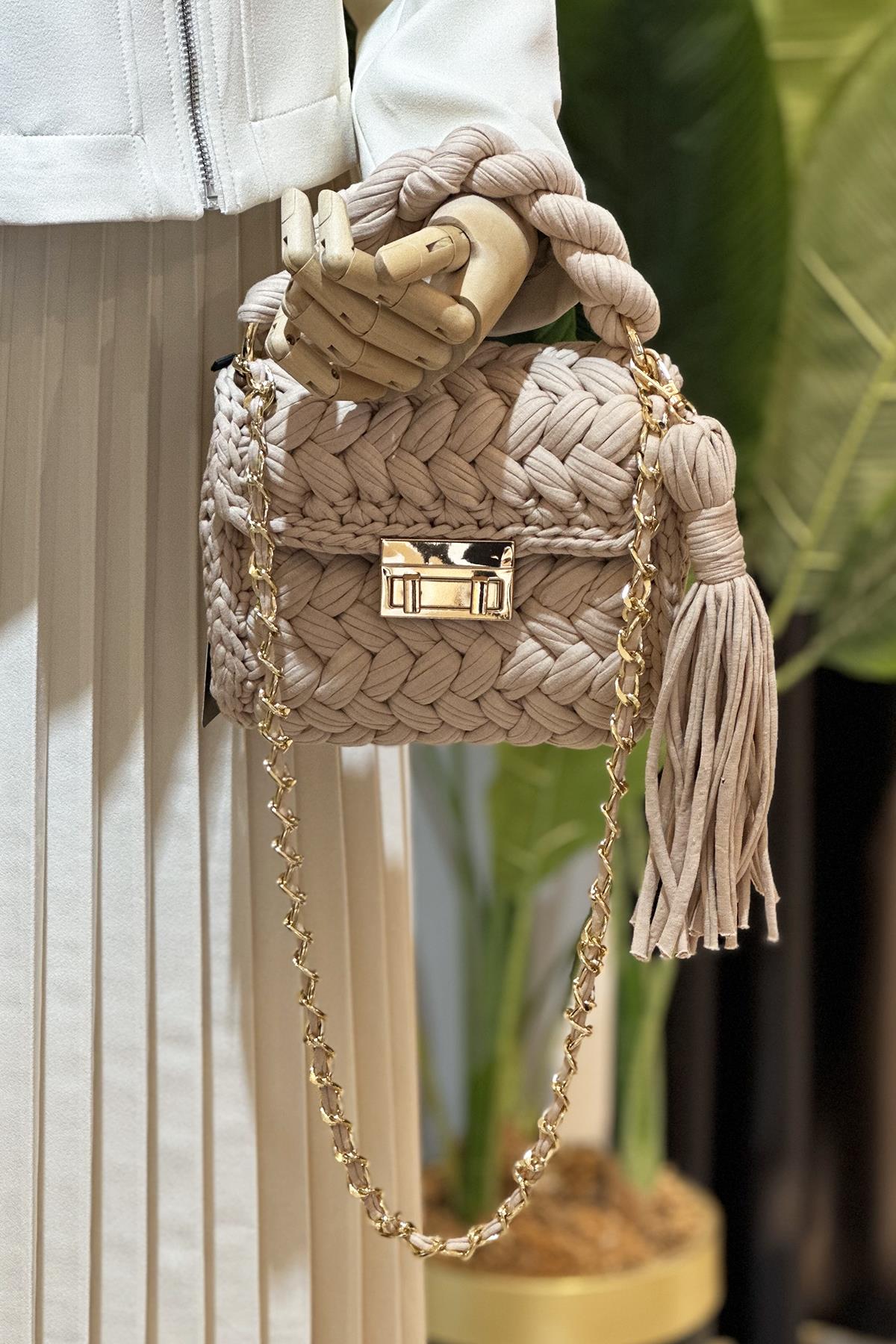 Lale El Örgüsü Çanta 01 Bej