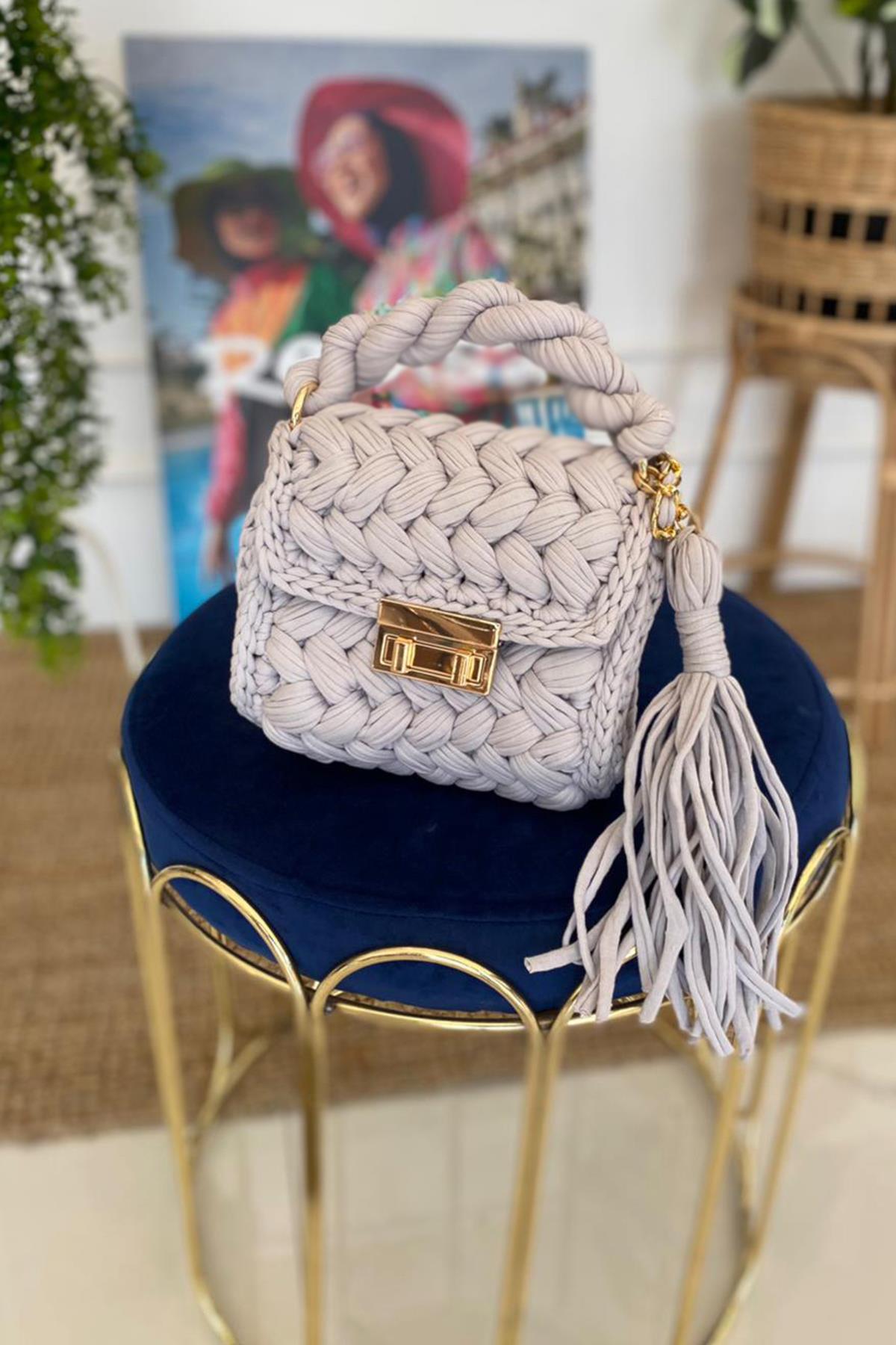 Lale El Örgüsü Çanta 01 Gri